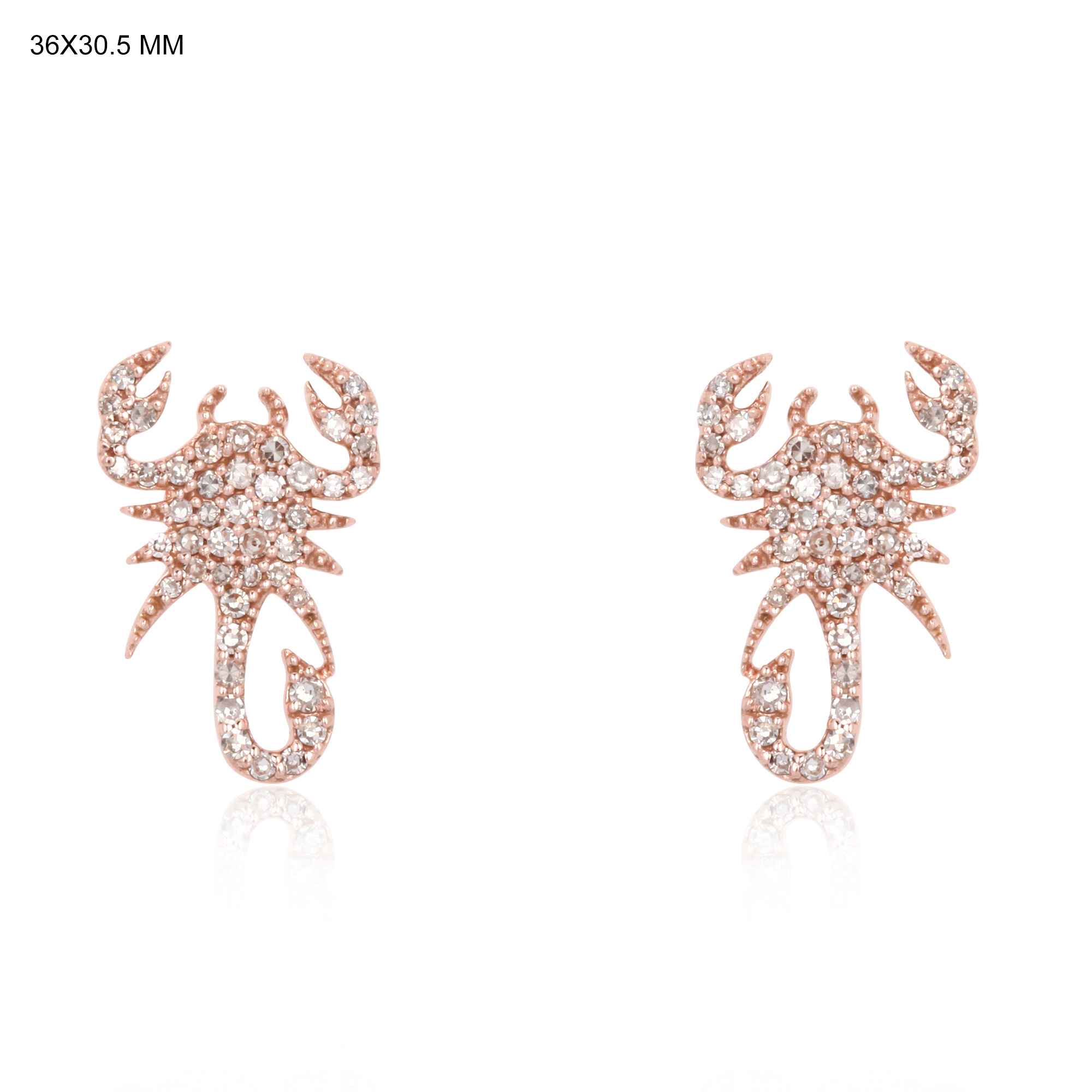 Sterling Silver Diamond Scorpion Studs