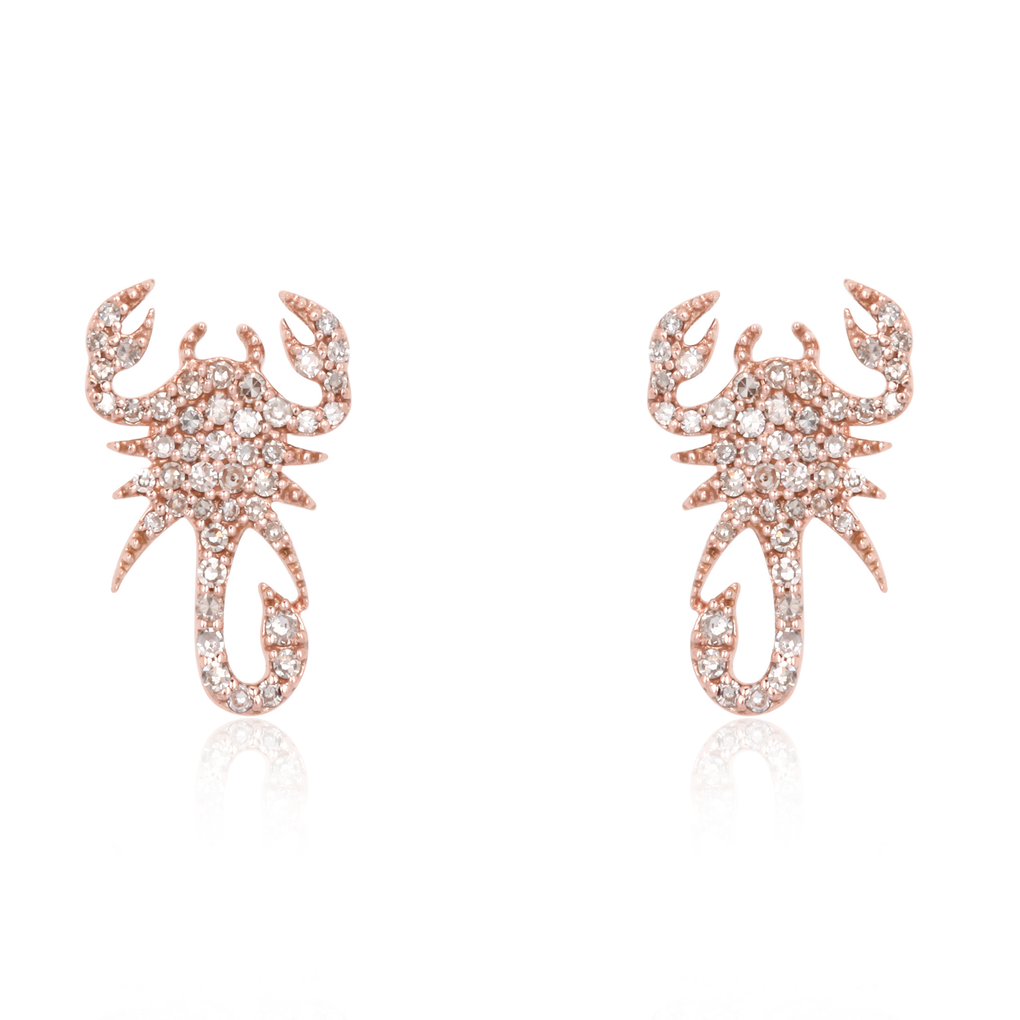 Rose Gold Diamond Scorpion Studs
