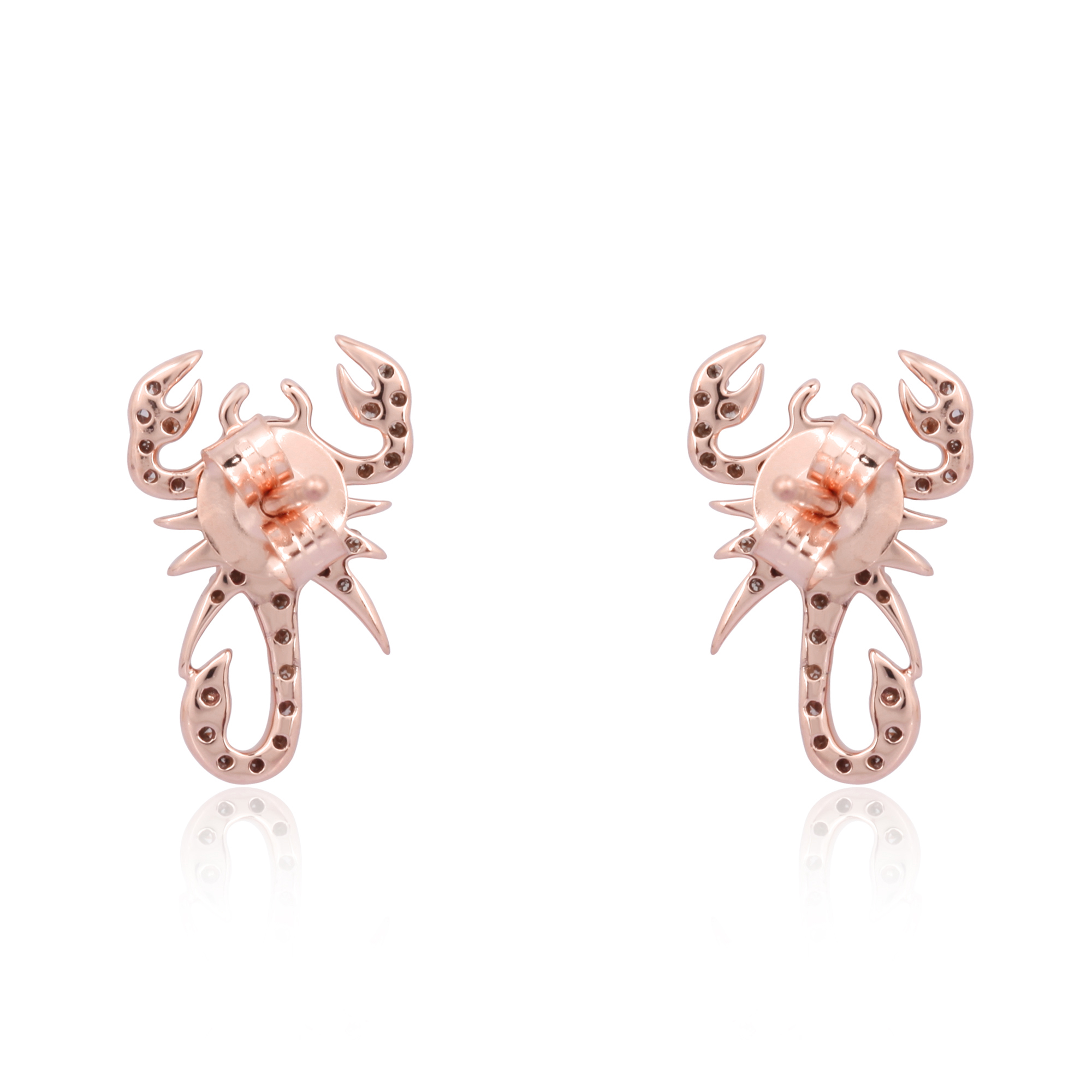 Rose Gold Diamond Scorpion Studs