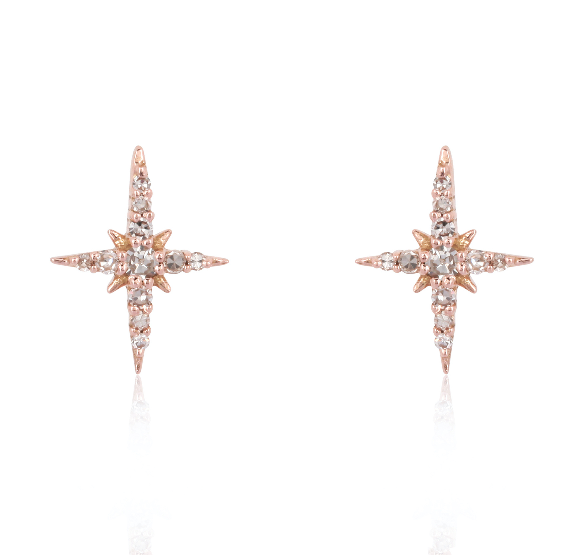 Sterling Silver Bursting Star Diamond Studs