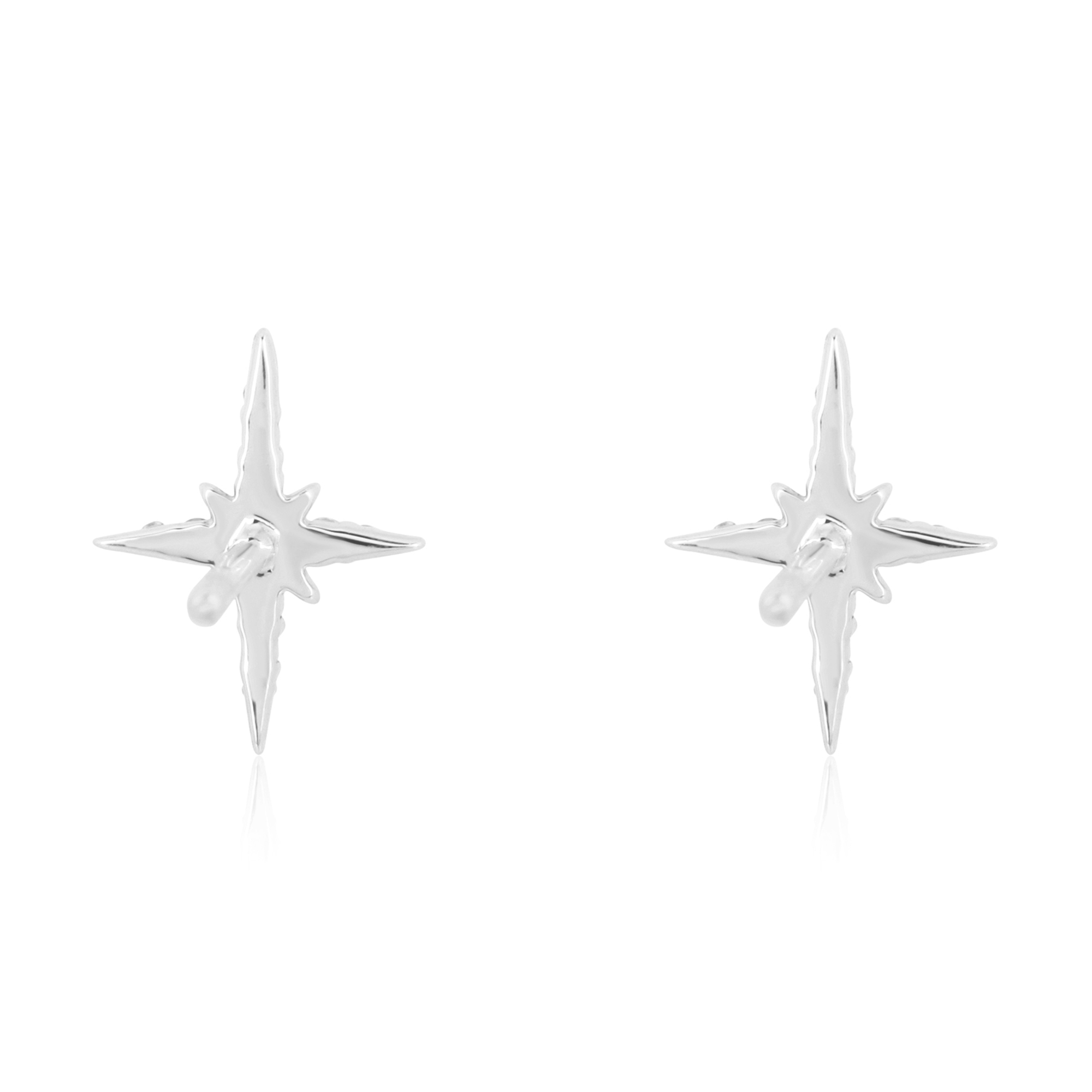White Gold Bursting Star Diamond Studs
