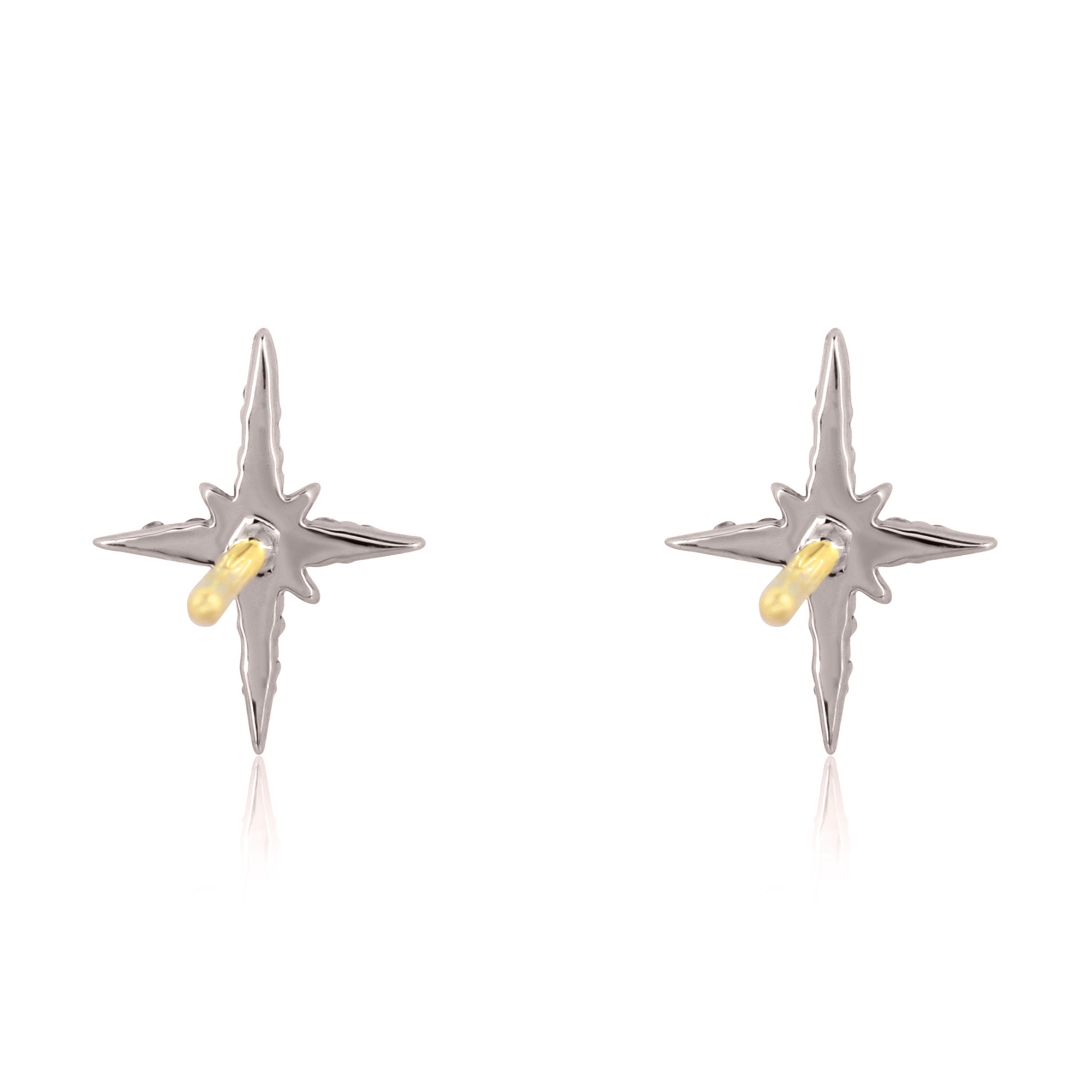 Sterling Silver Bursting Star Diamond Studs