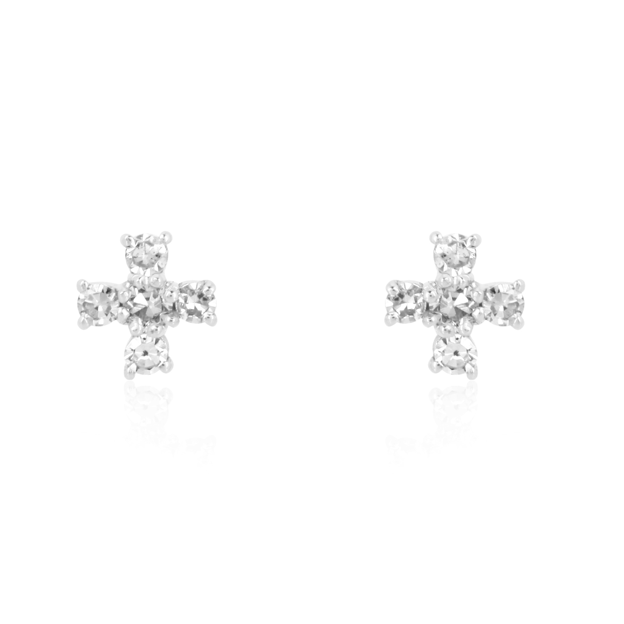 Sterling Silver Five Diamond Cluster Studs