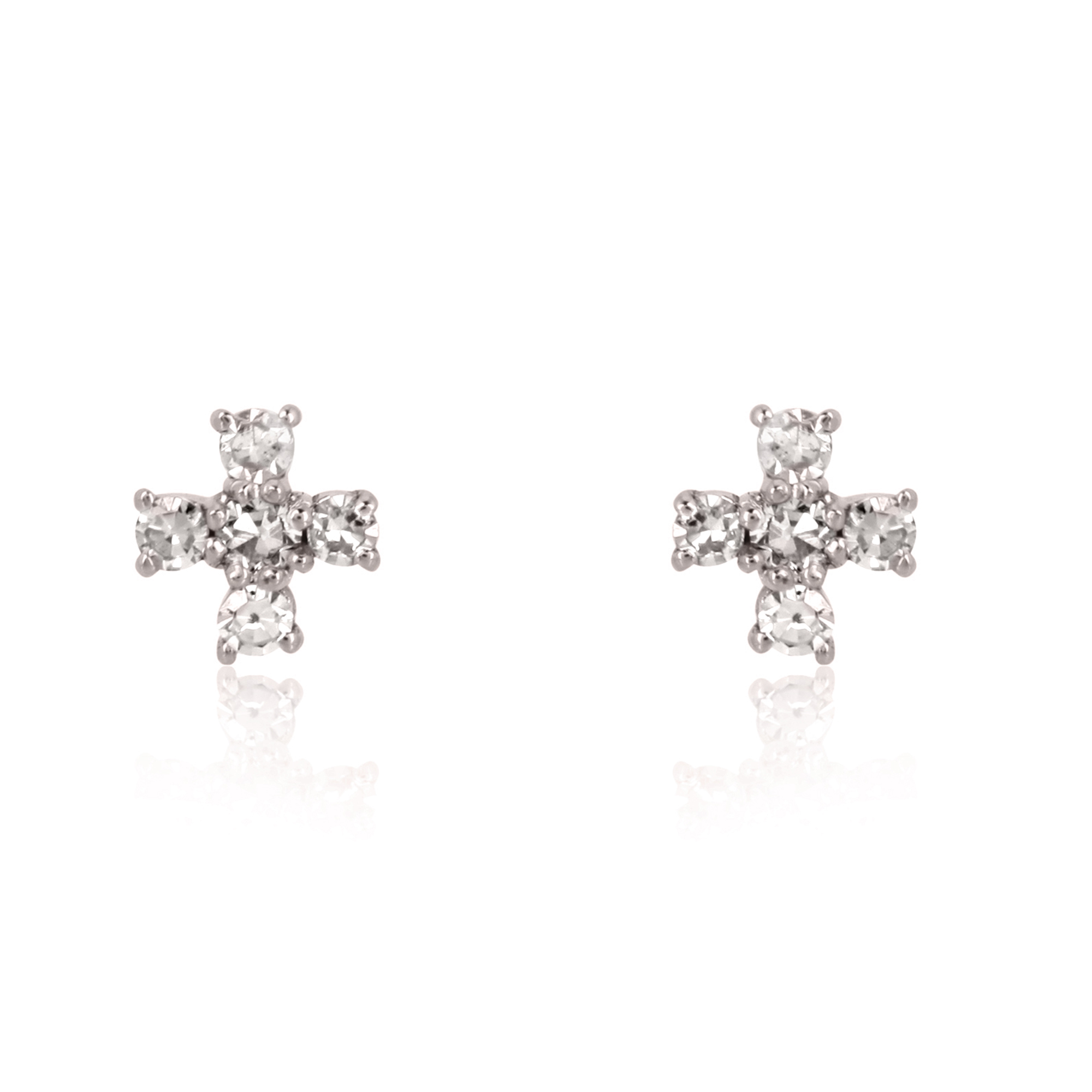 Sterling Silver Five Diamond Cluster Studs
