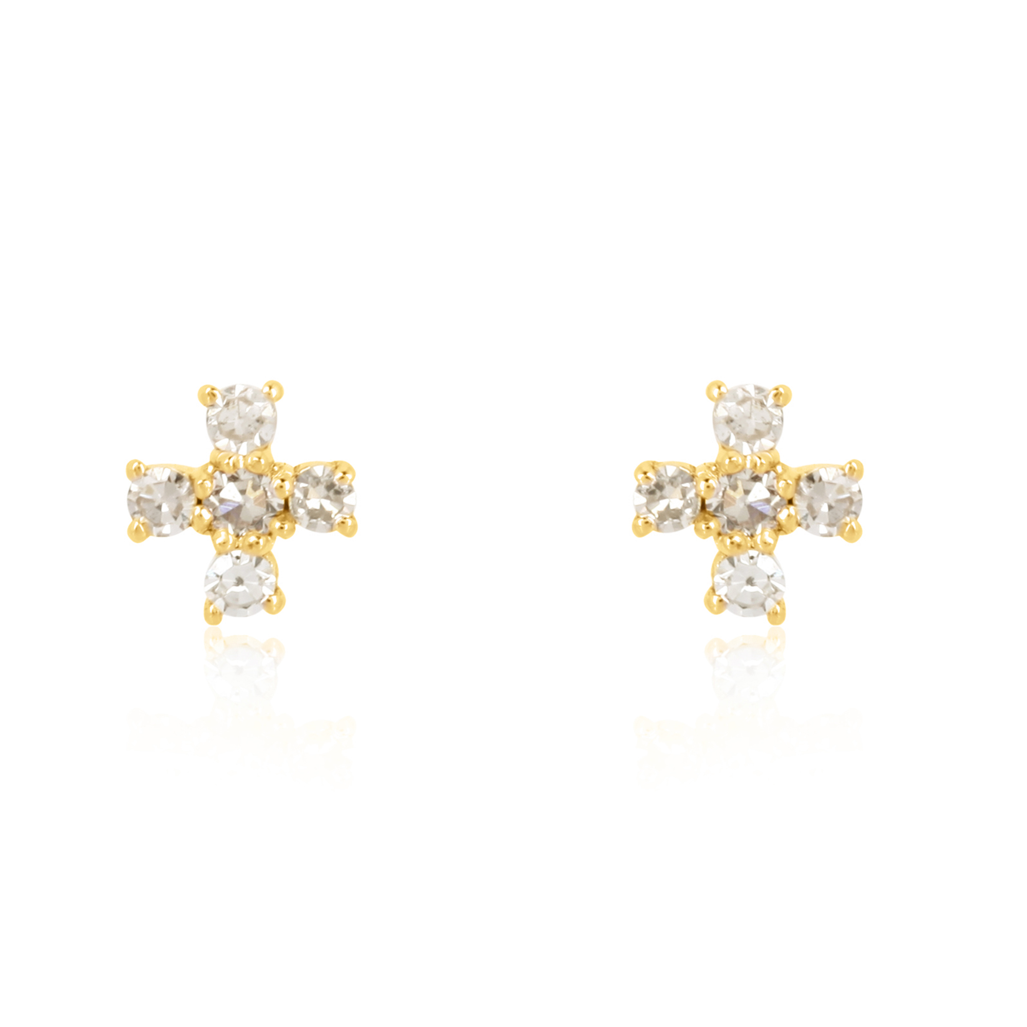 Yellow Gold Five Diamond Cluster Studs
