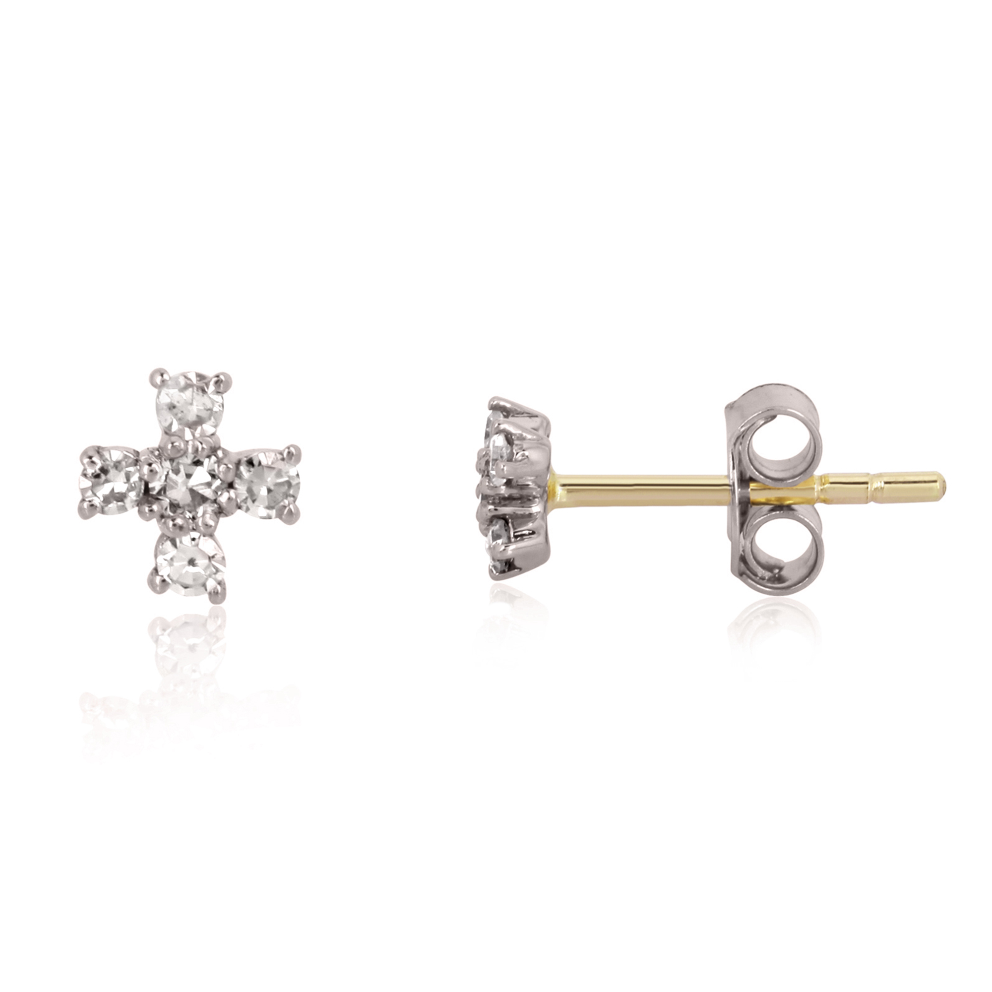 Sterling Silver Five Diamond Cluster Studs