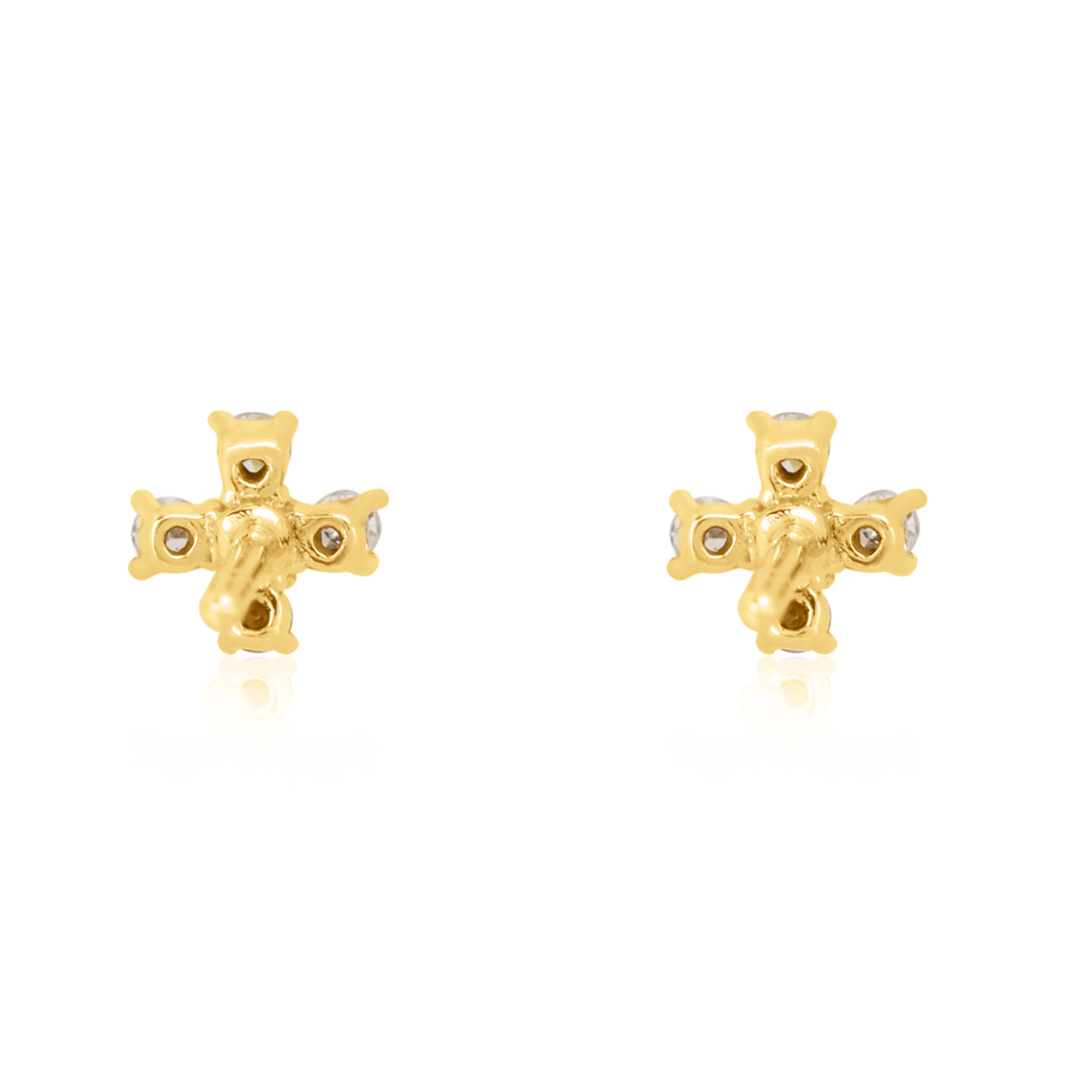 Yellow Gold Five Diamond Cluster Studs