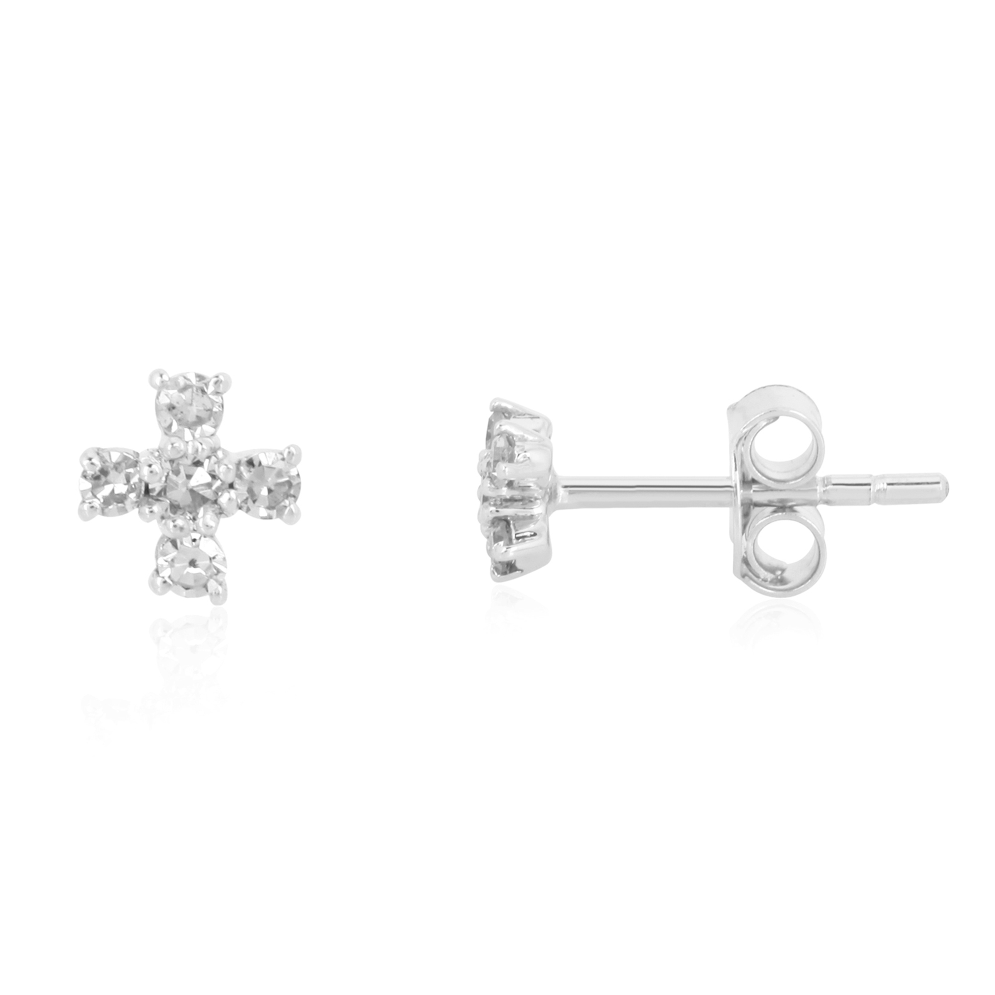 Sterling Silver Five Diamond Cluster Studs