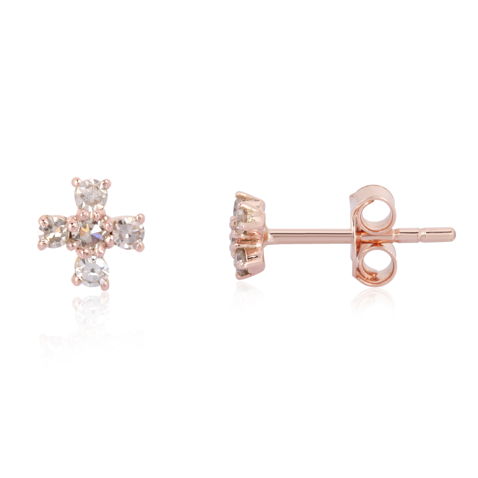 Rose Gold Five Diamond Cluster Studs