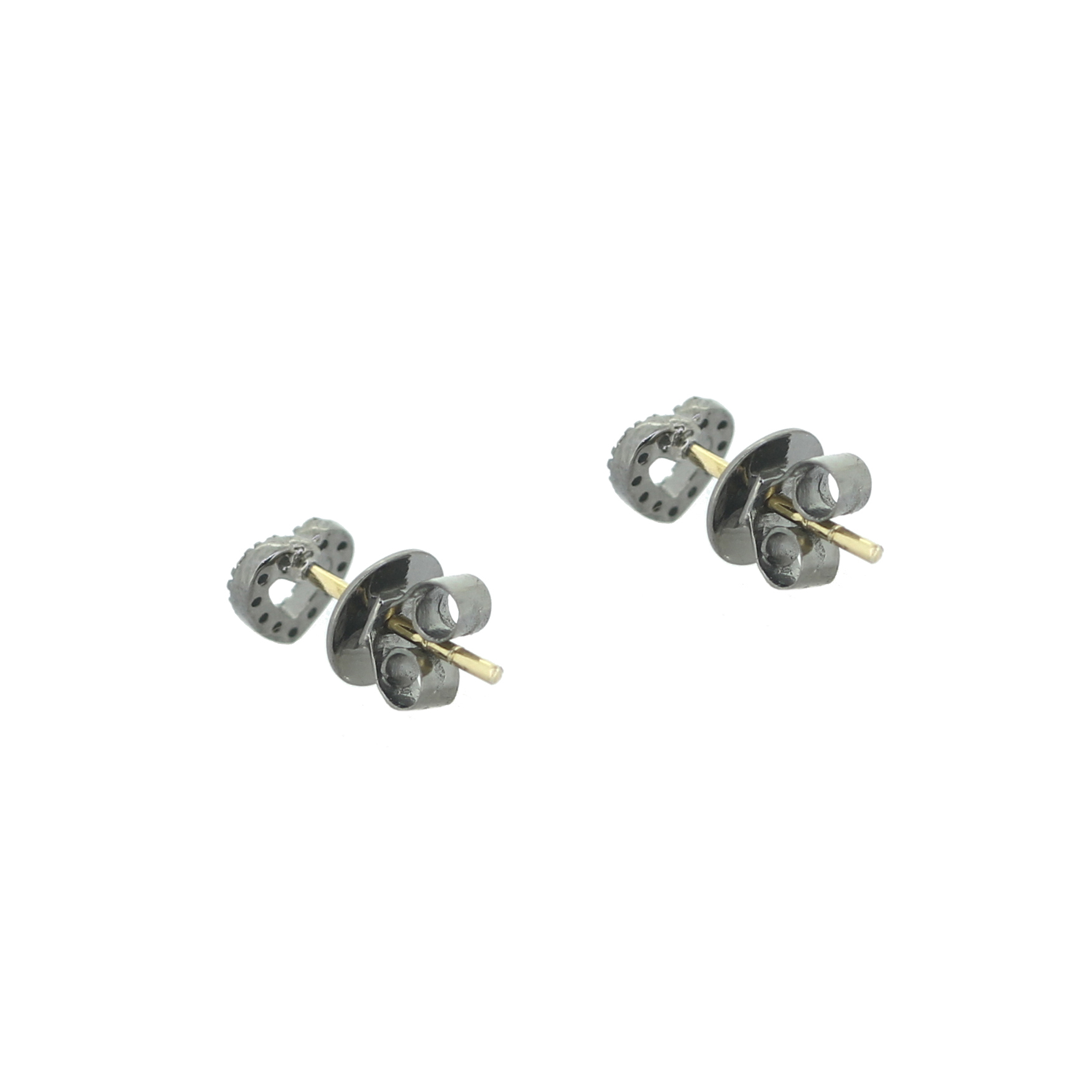 Sterling Silver Diamond Single Line Heart Studs