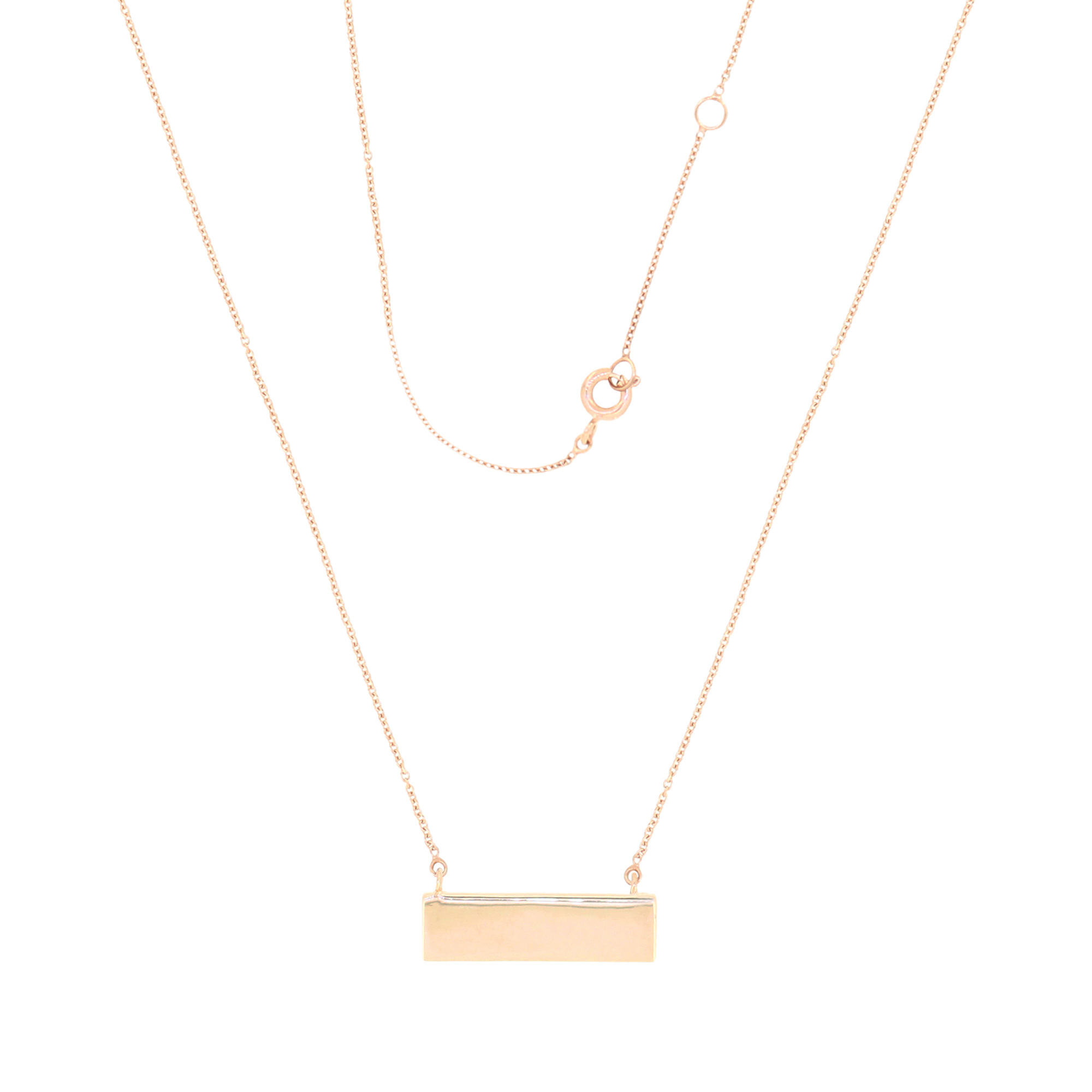 Rose Gold Rectangle Diamond Pendant with Chain