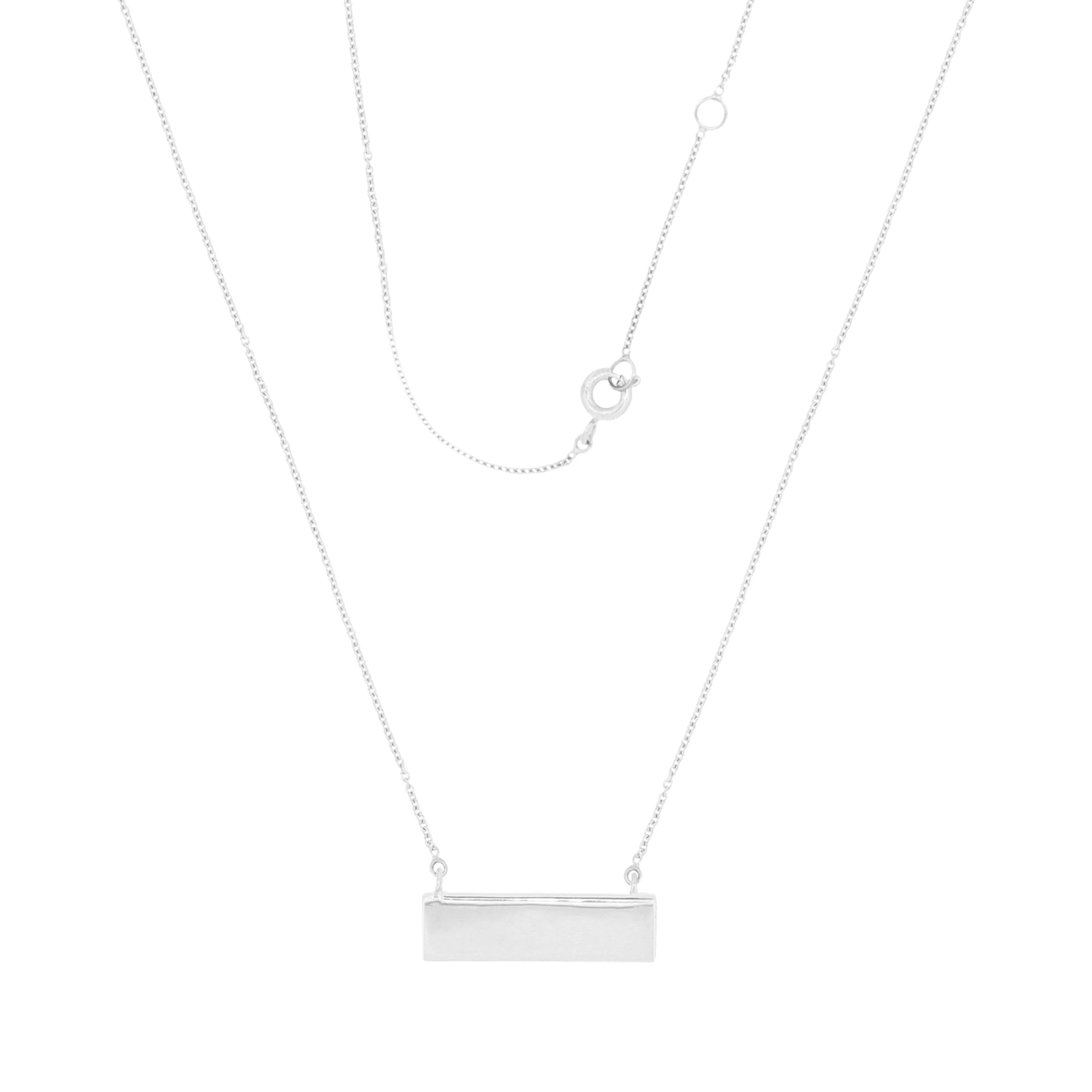 White Gold Rectangle Diamond Pendant with Chain
