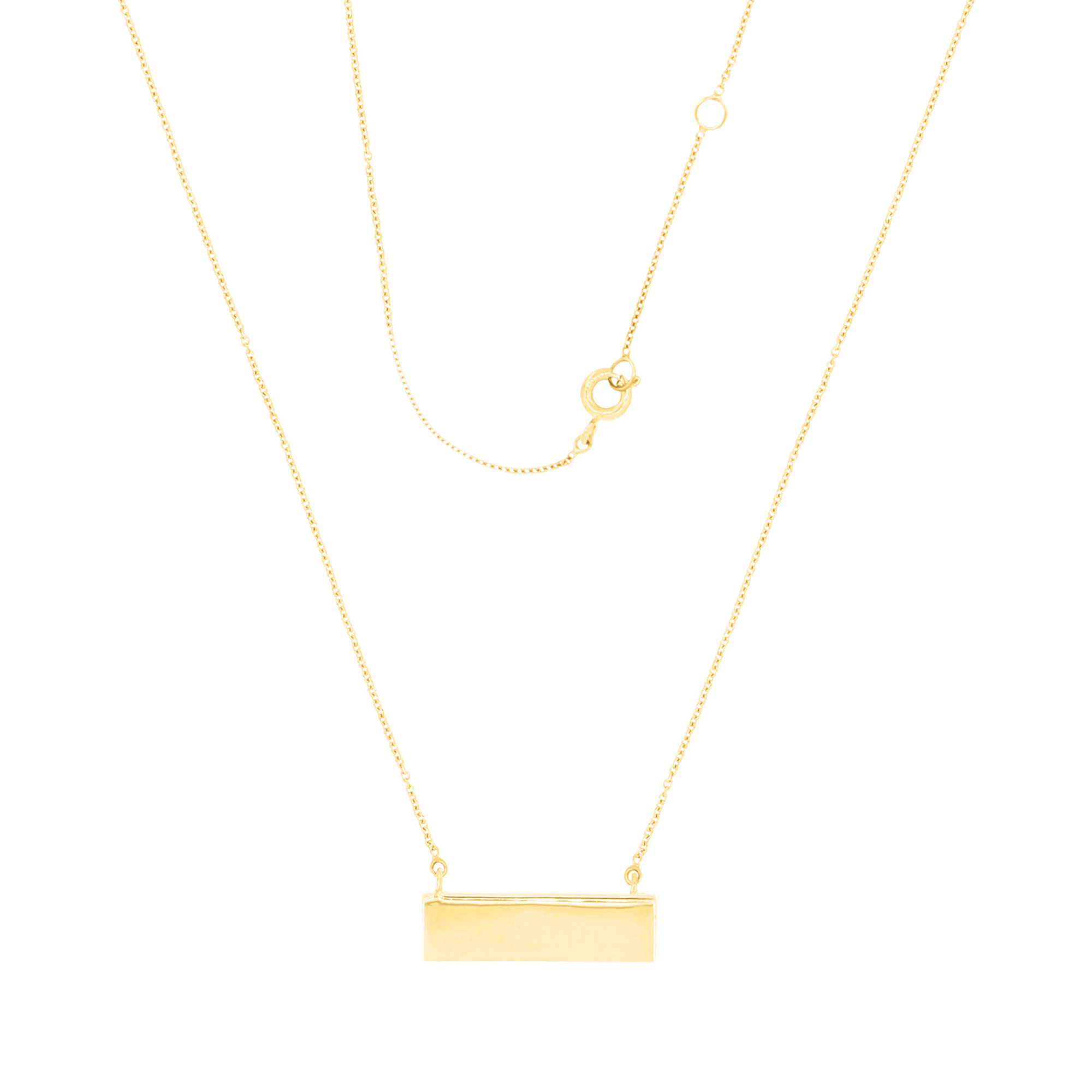 Yellow Gold Rectangle Diamond Pendant with Chain