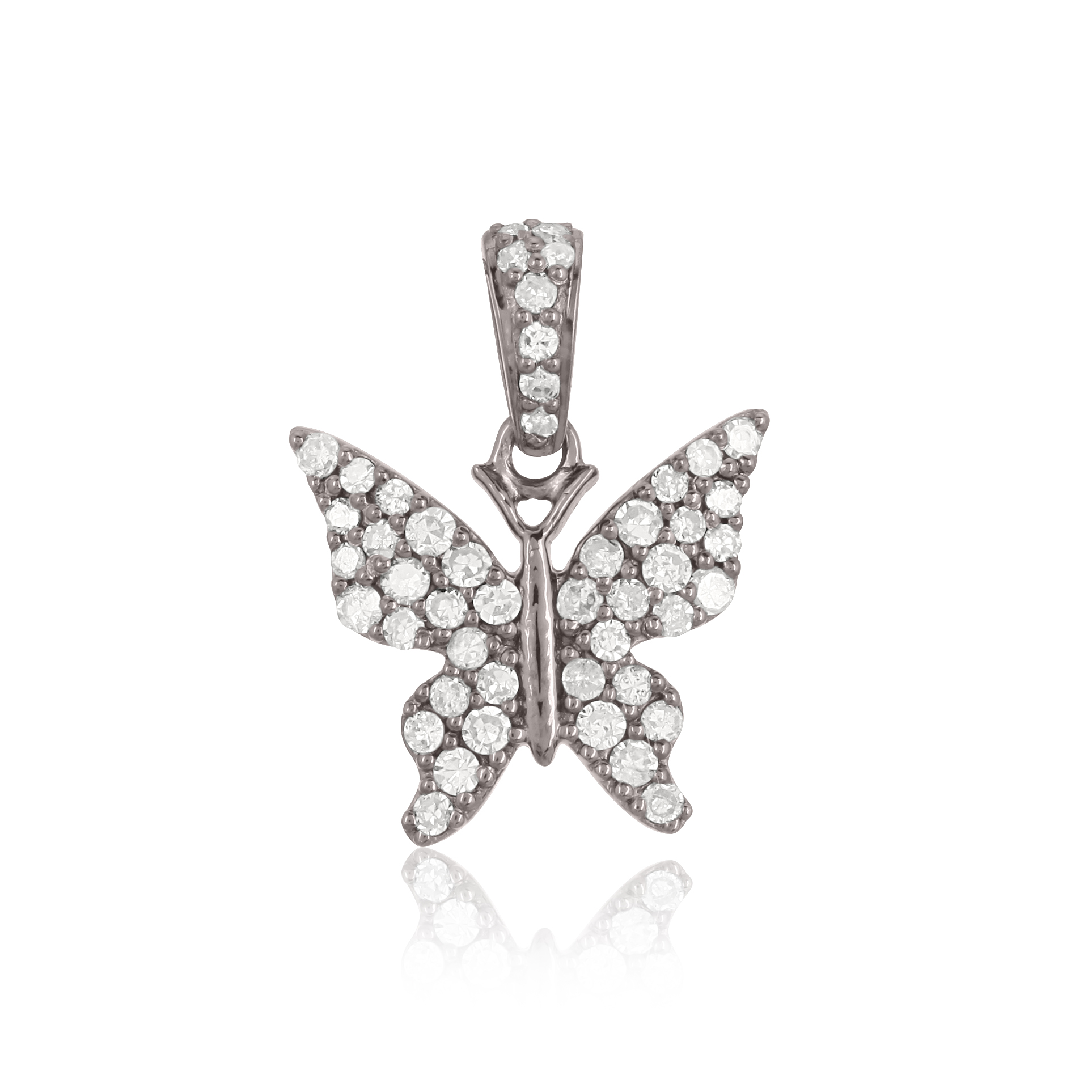Sterling Silver Butterfly Diamond Pendant