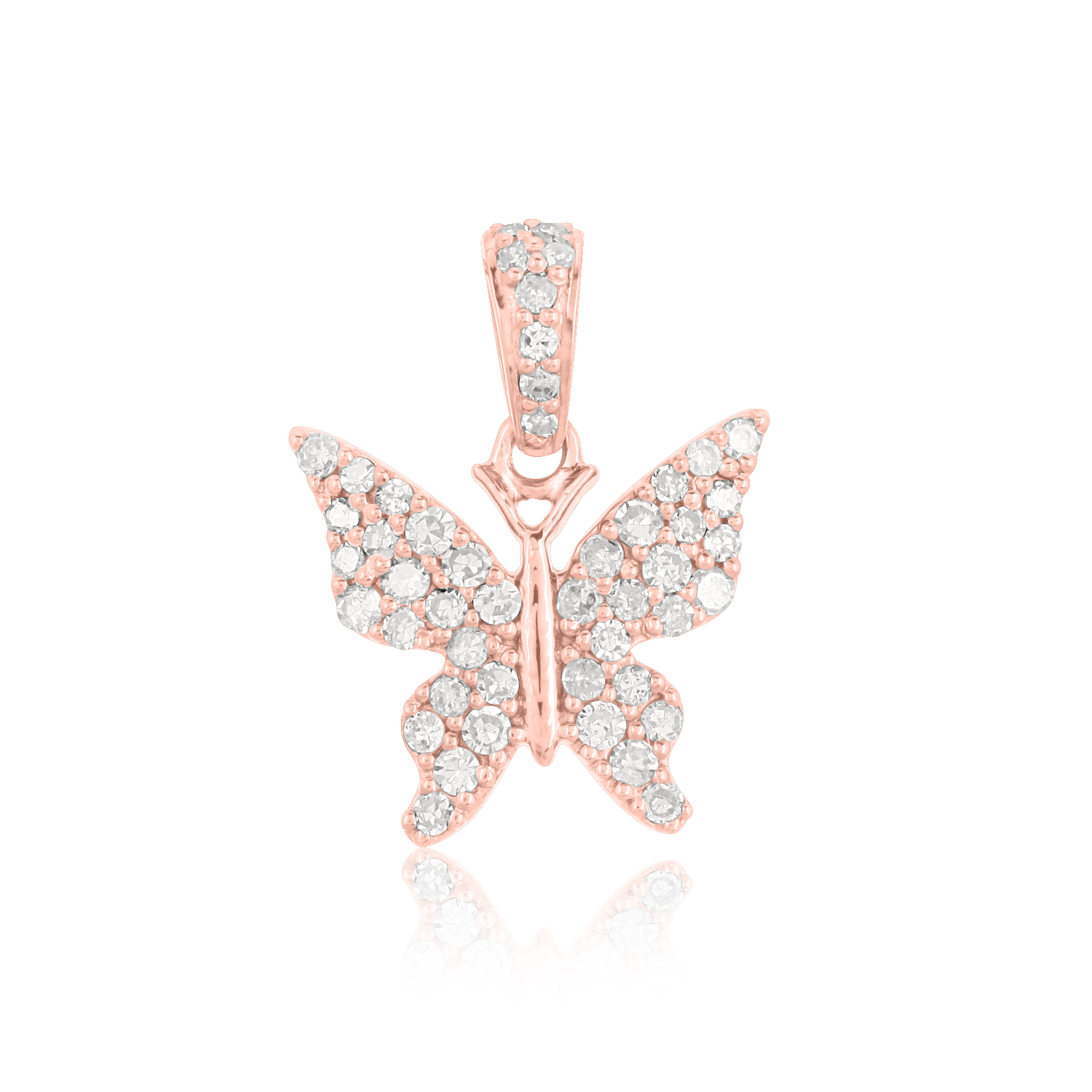 Sterling Silver Butterfly Diamond Pendant