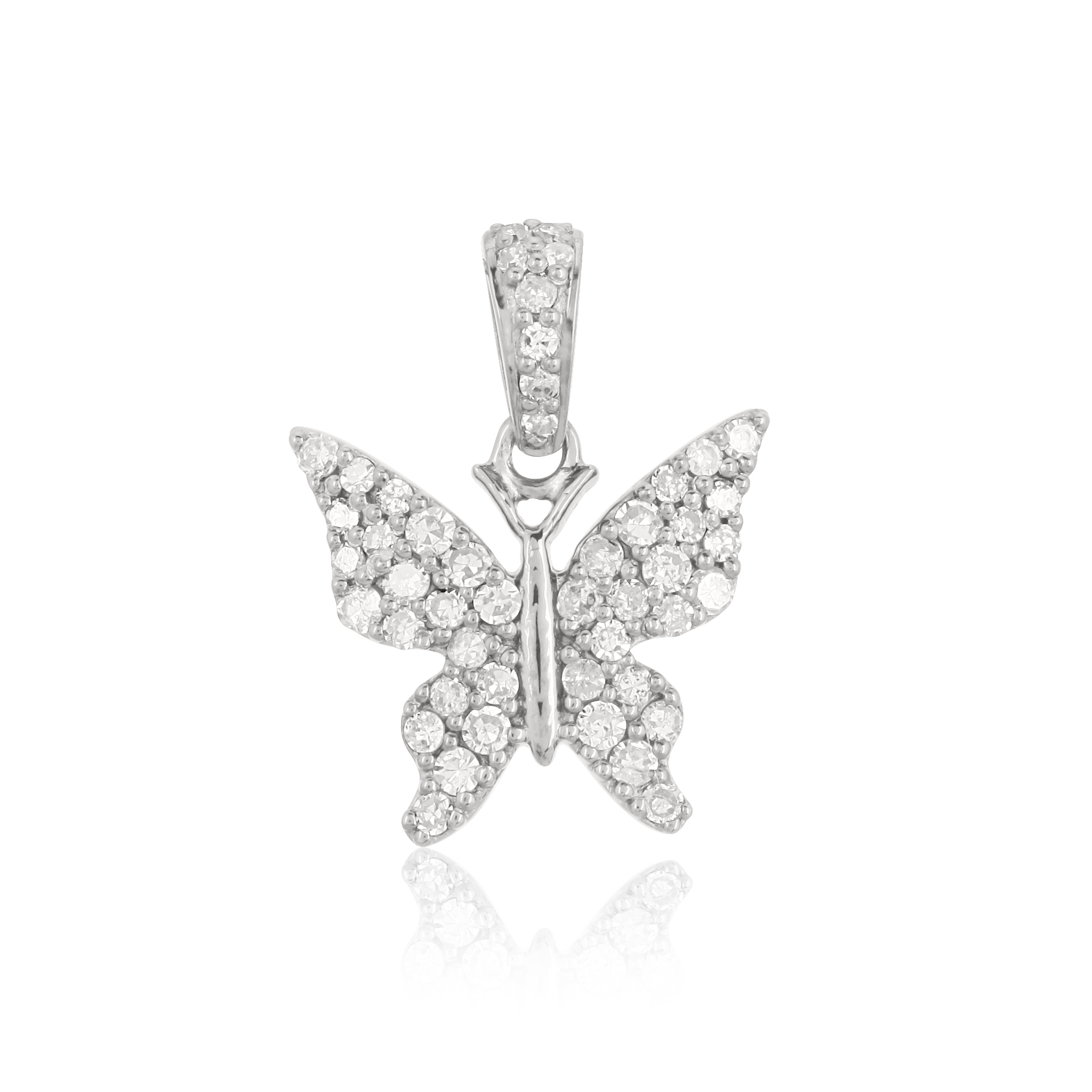 Sterling Silver Butterfly Diamond Pendant