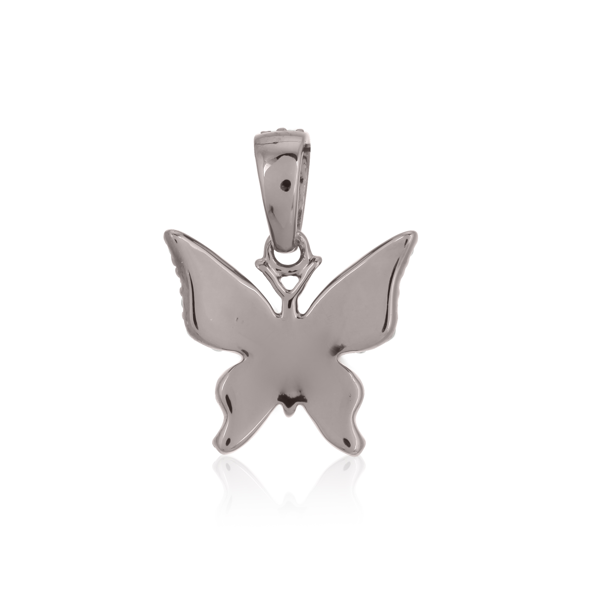 Sterling Silver Butterfly Diamond Pendant