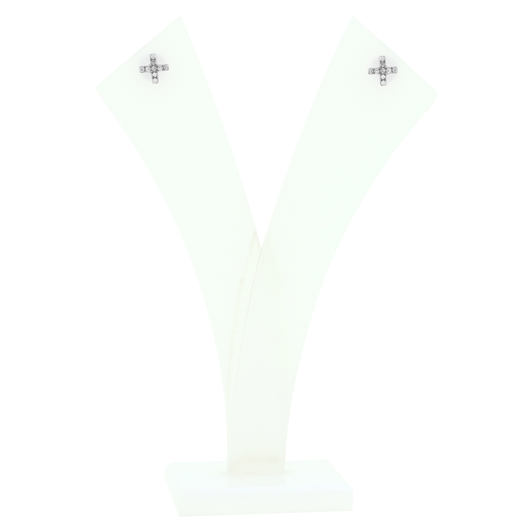 White Gold Diamond Cross Studs