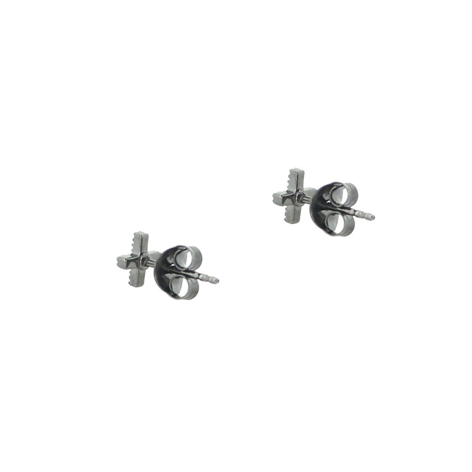 Sterling Silver Diamond Cross Studs