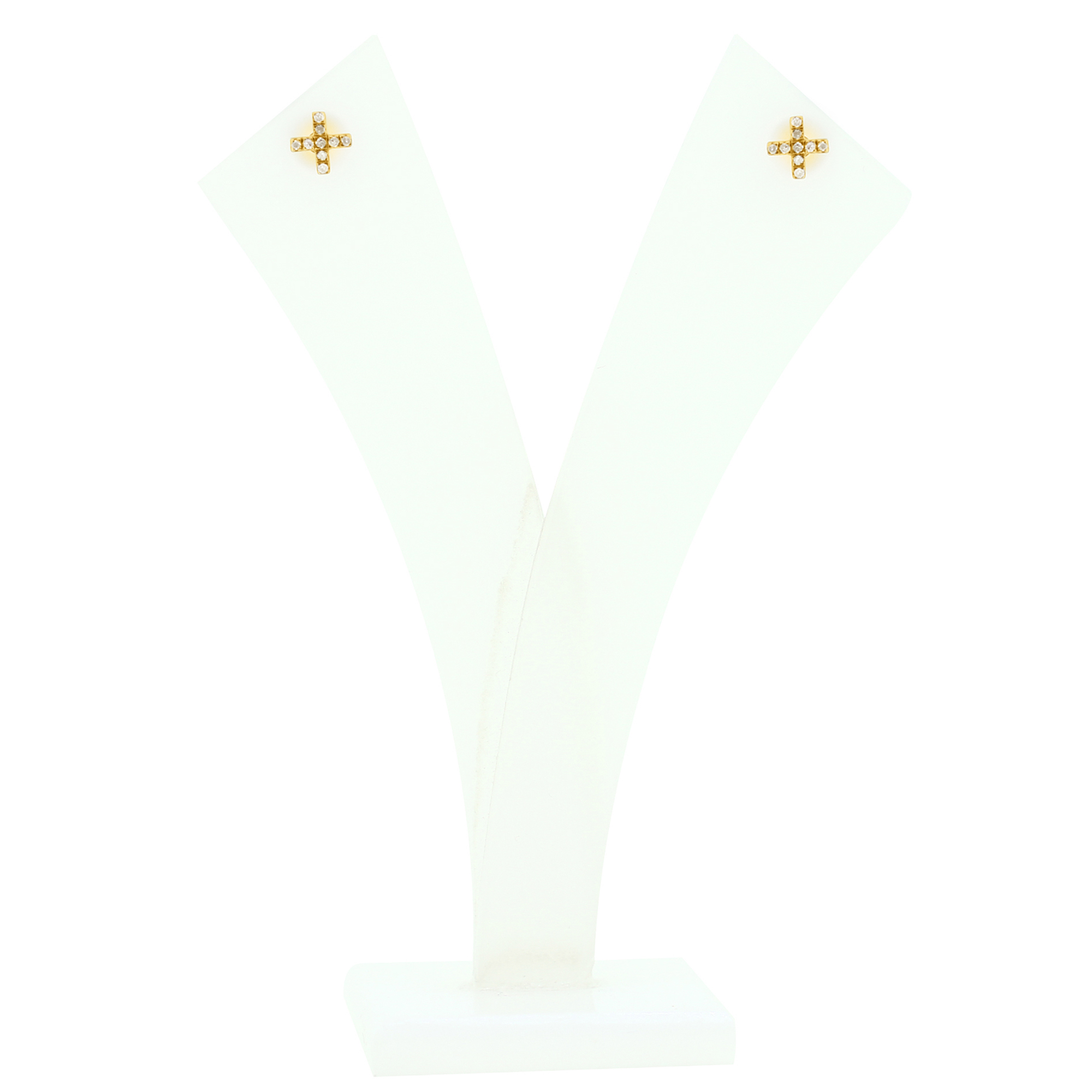Yellow Gold Diamond Cross Studs