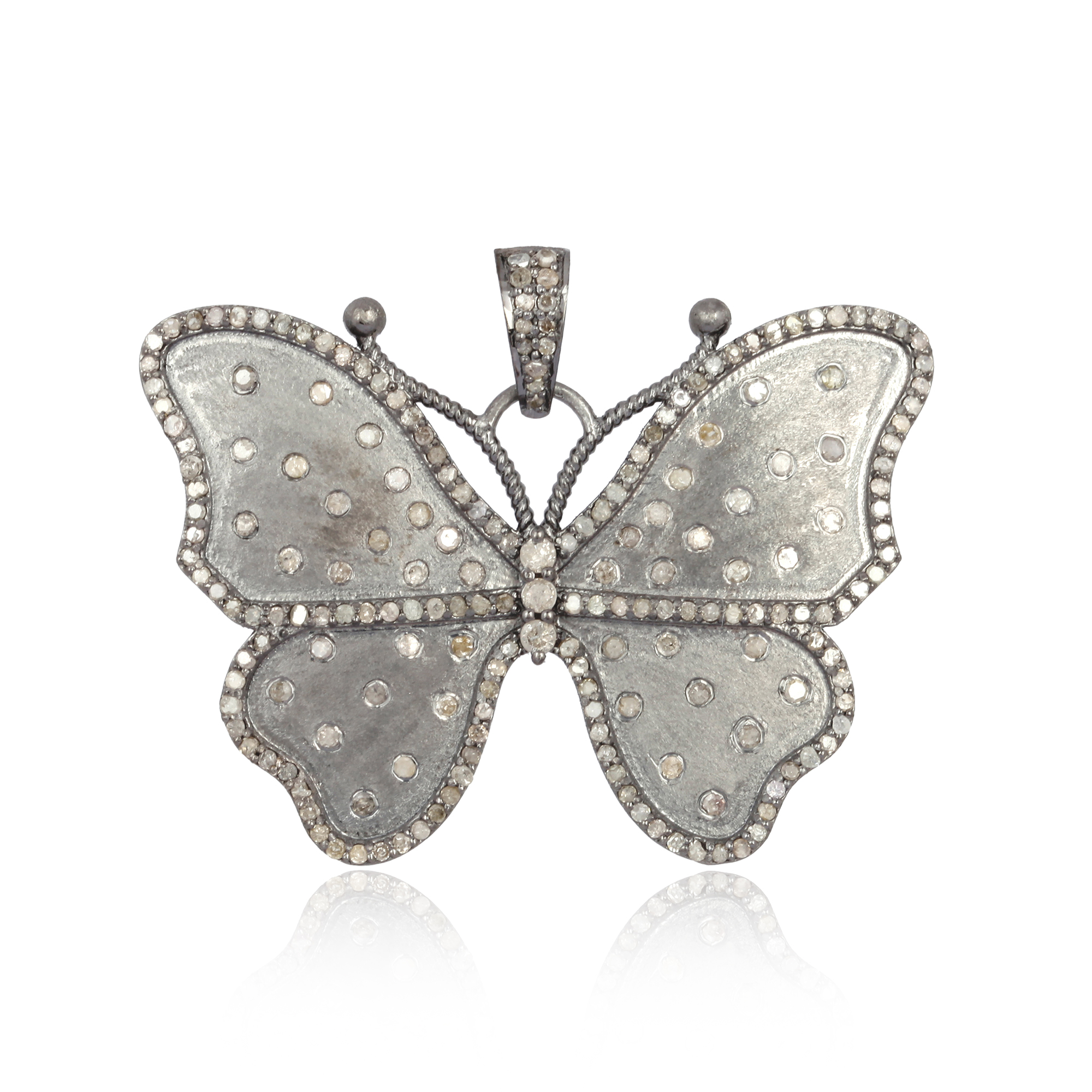 Sterling Silver Butterfly Diamond Pendant With Chain