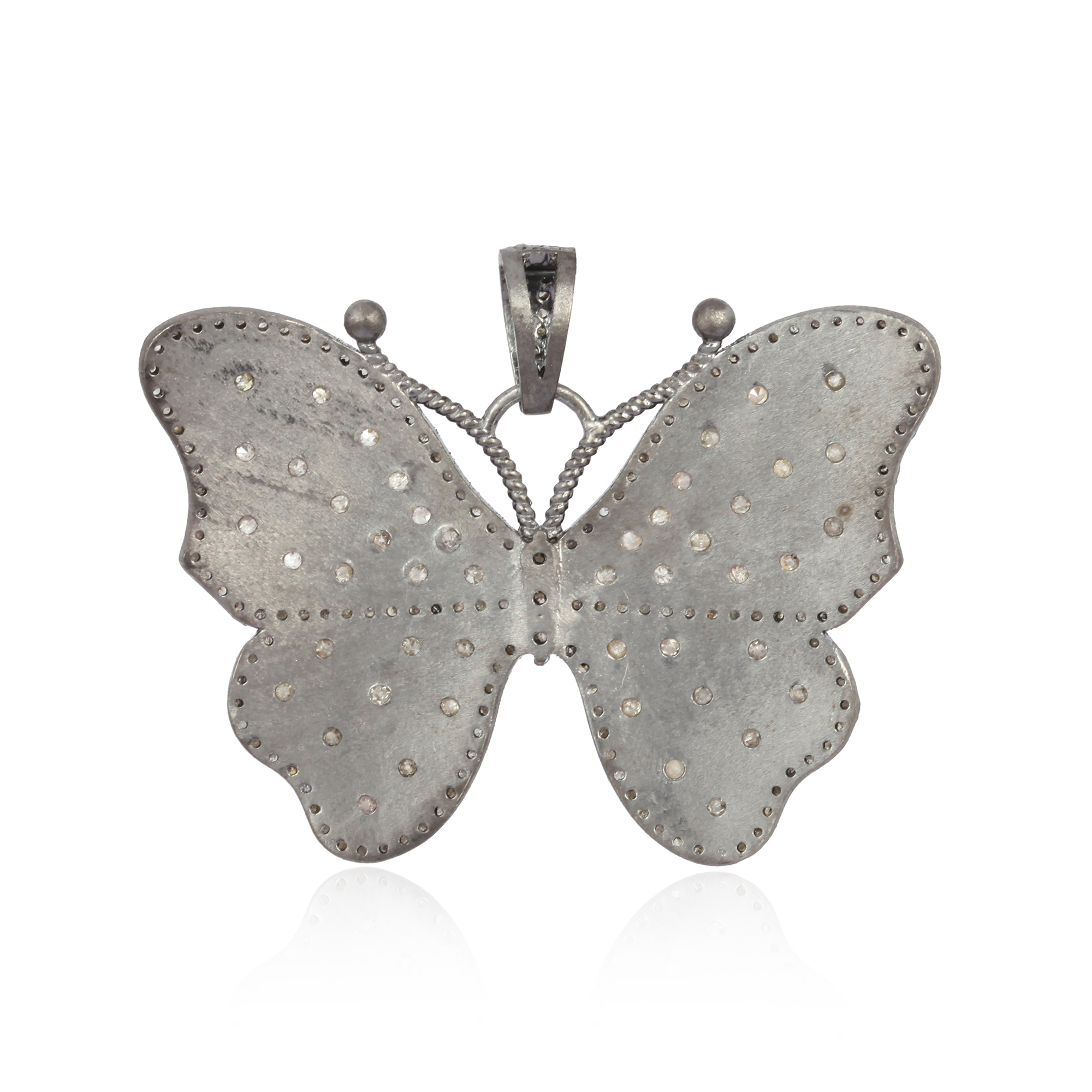 Sterling Silver Butterfly Diamond Pendant With Chain