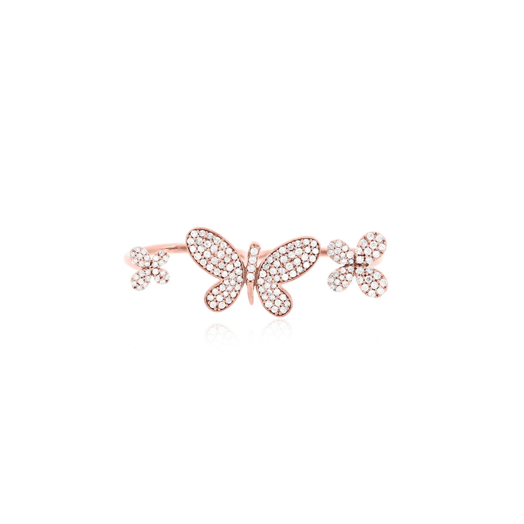 Sterling Silver Multifinger Diamond Butterfly Ring