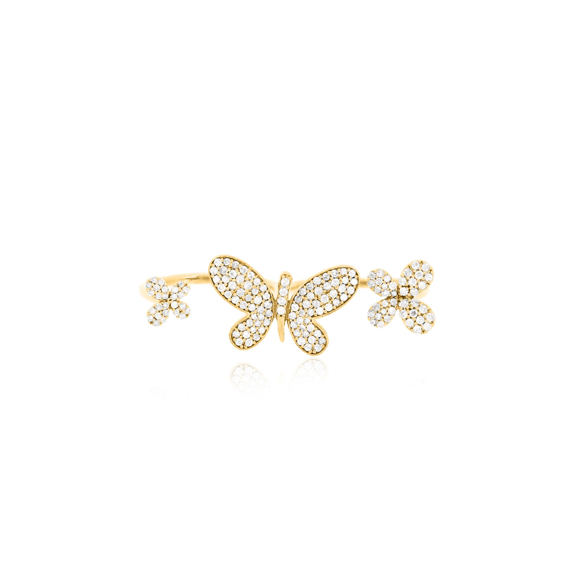 Sterling Silver Multifinger Diamond Butterfly Ring