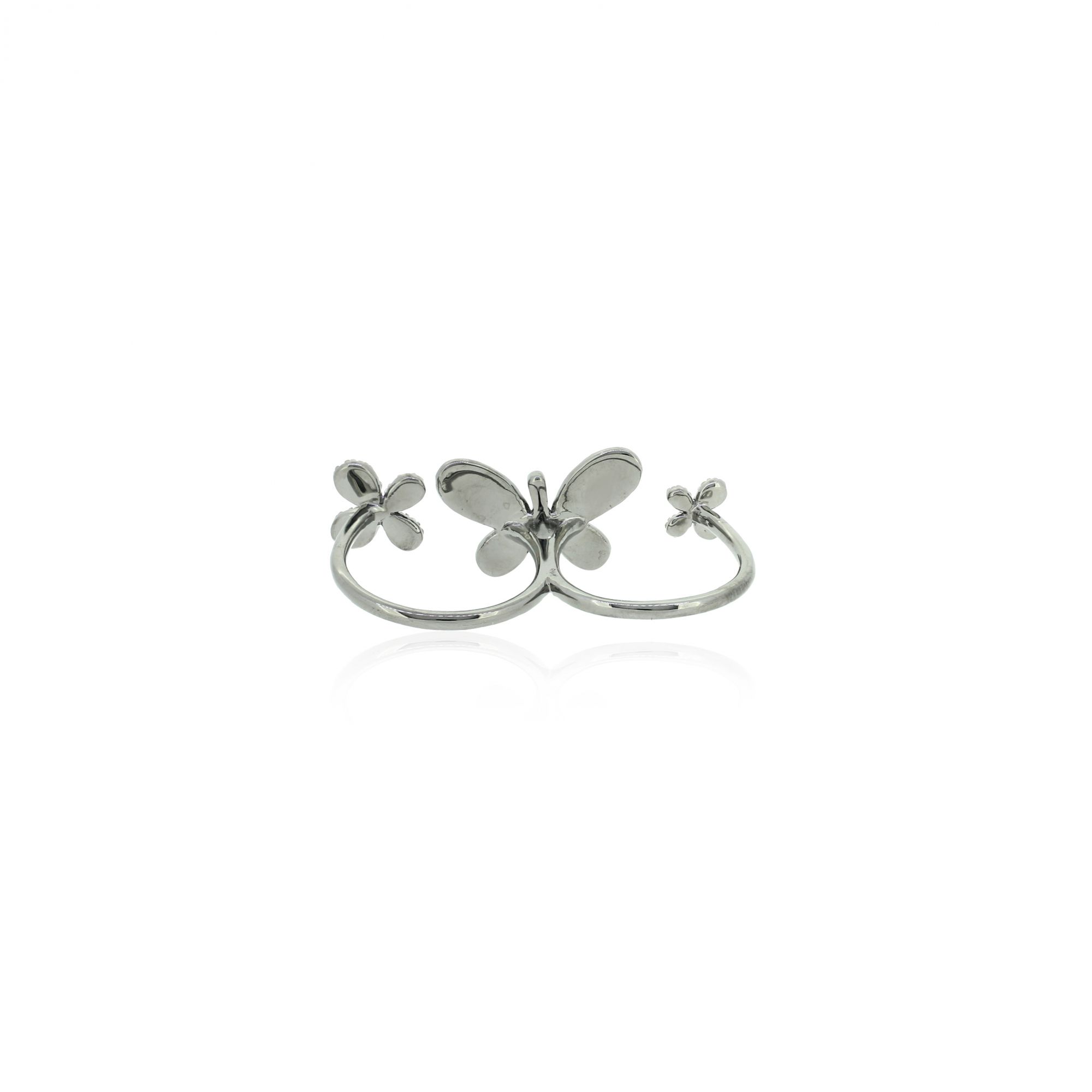 Sterling Silver Multifinger Diamond Butterfly Ring