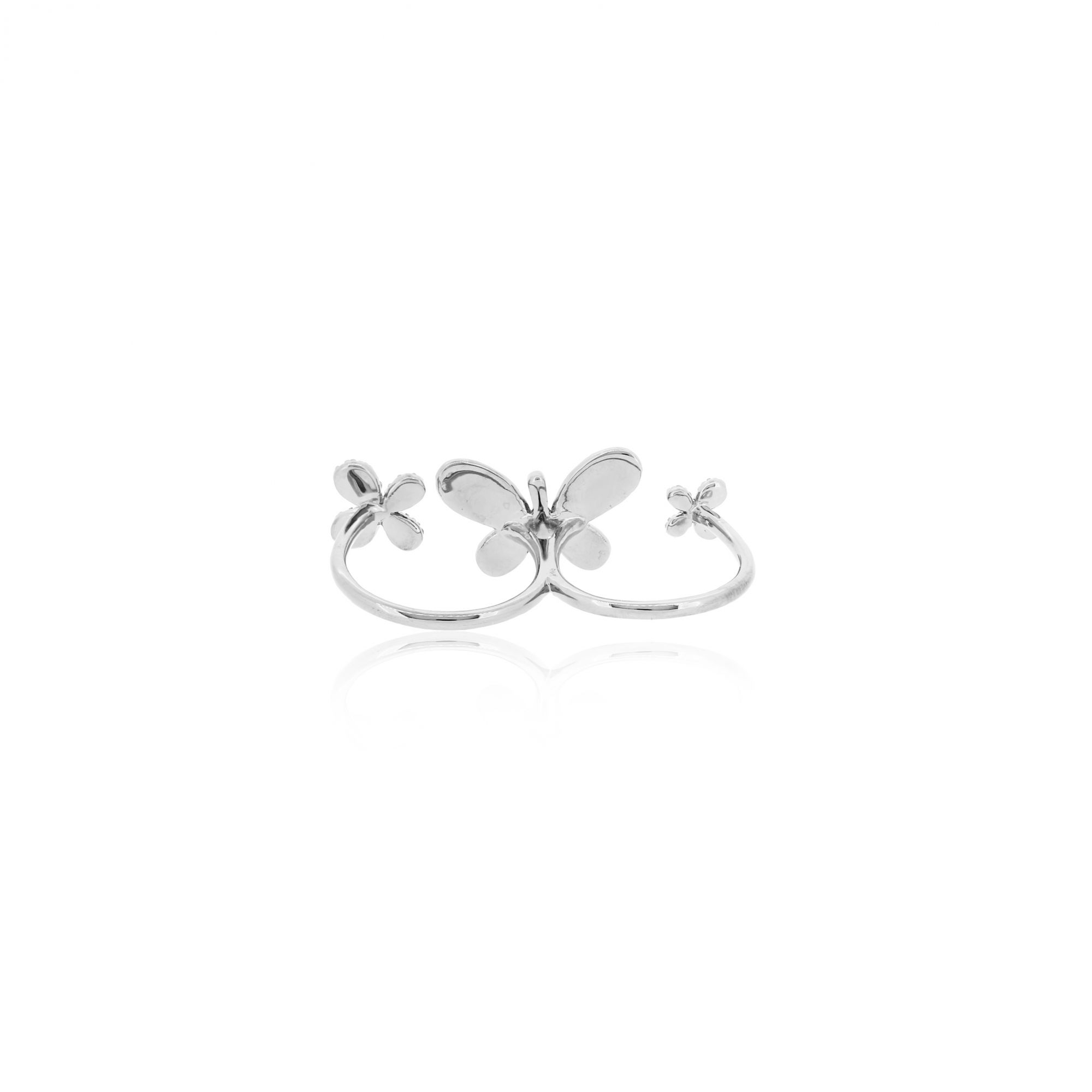Sterling Silver Multifinger Diamond Butterfly Ring