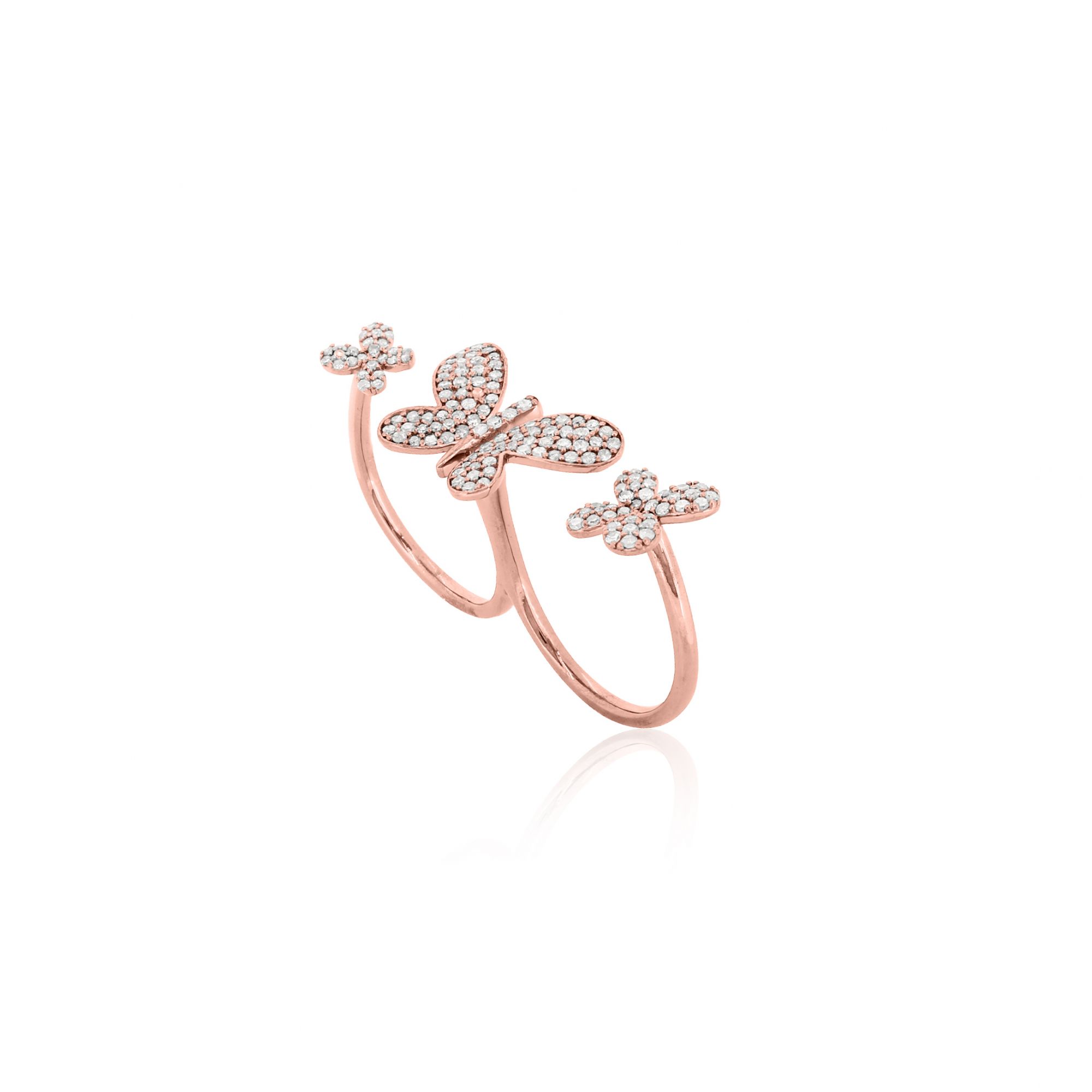 Sterling Silver Multifinger Diamond Butterfly Ring