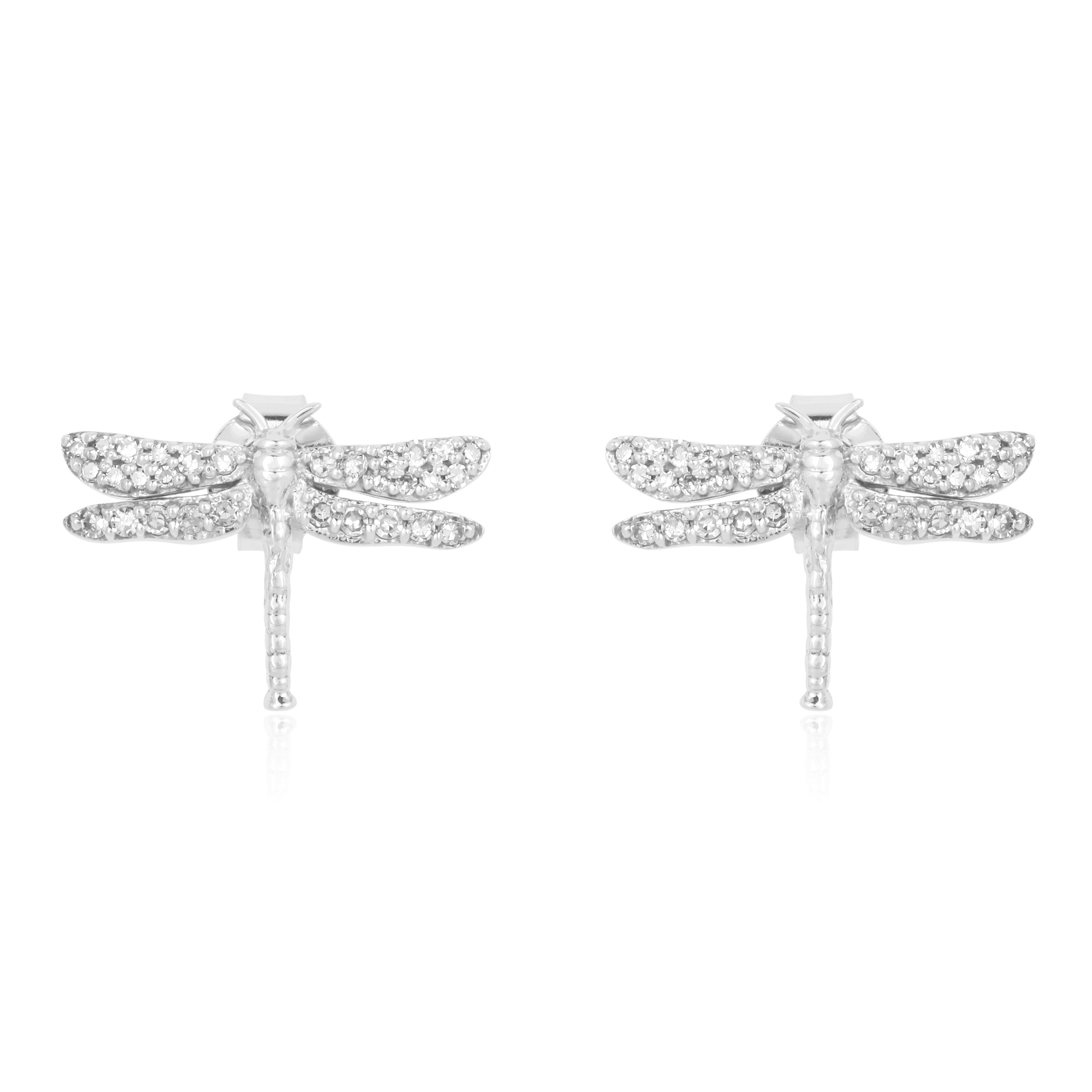 Sterling Silver Diamond Butterfly Studs