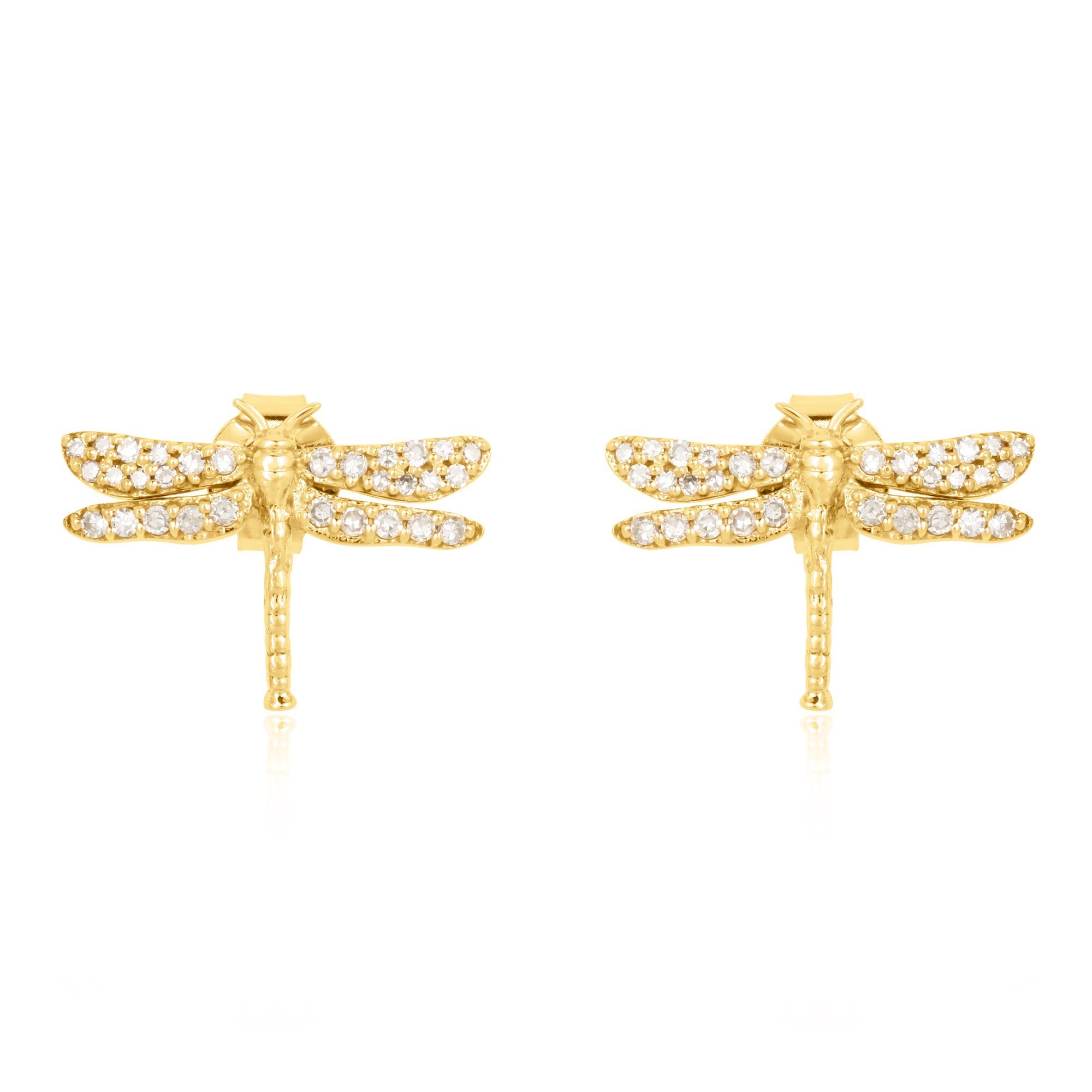 Yellow Gold Diamond Butterfly Studs