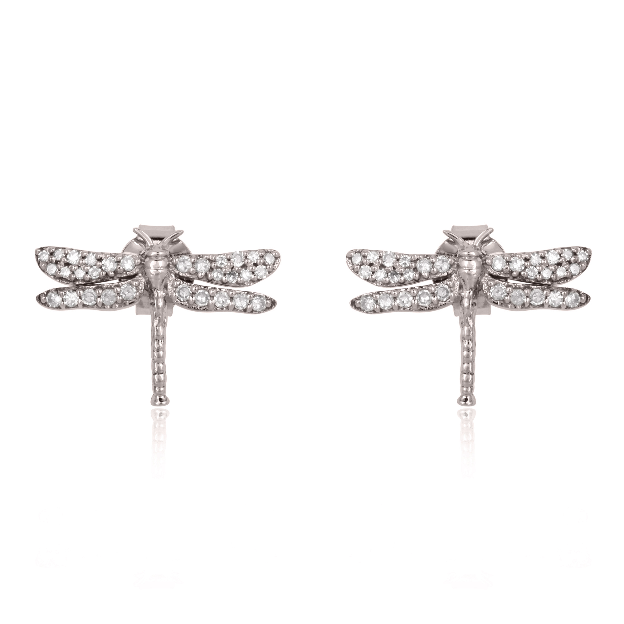 Sterling Silver Diamond Butterfly Studs