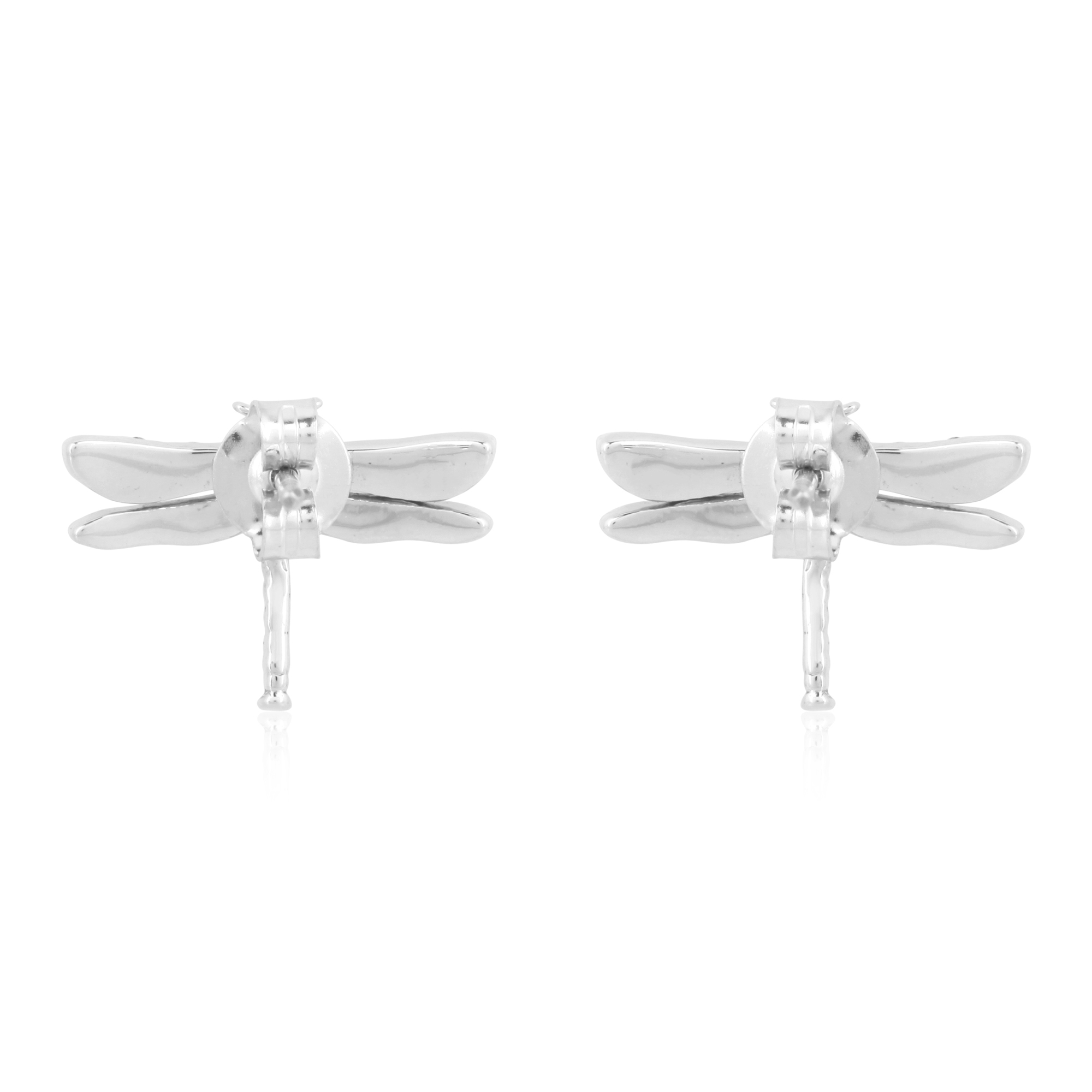 Sterling Silver Diamond Butterfly Studs