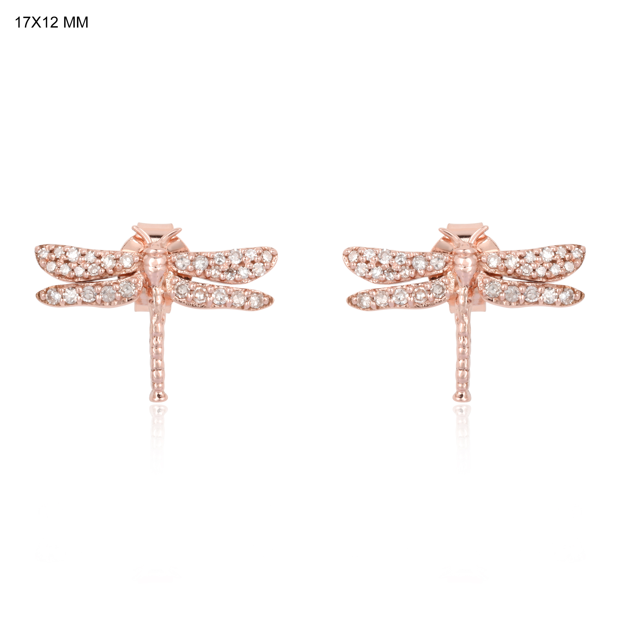 Sterling Silver Diamond Butterfly Studs