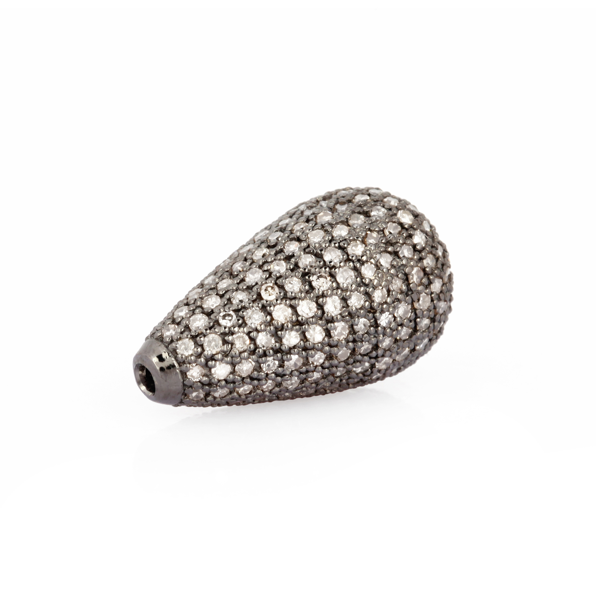 Sterling Silver 18MM x 10MM Pave Diamond Drops