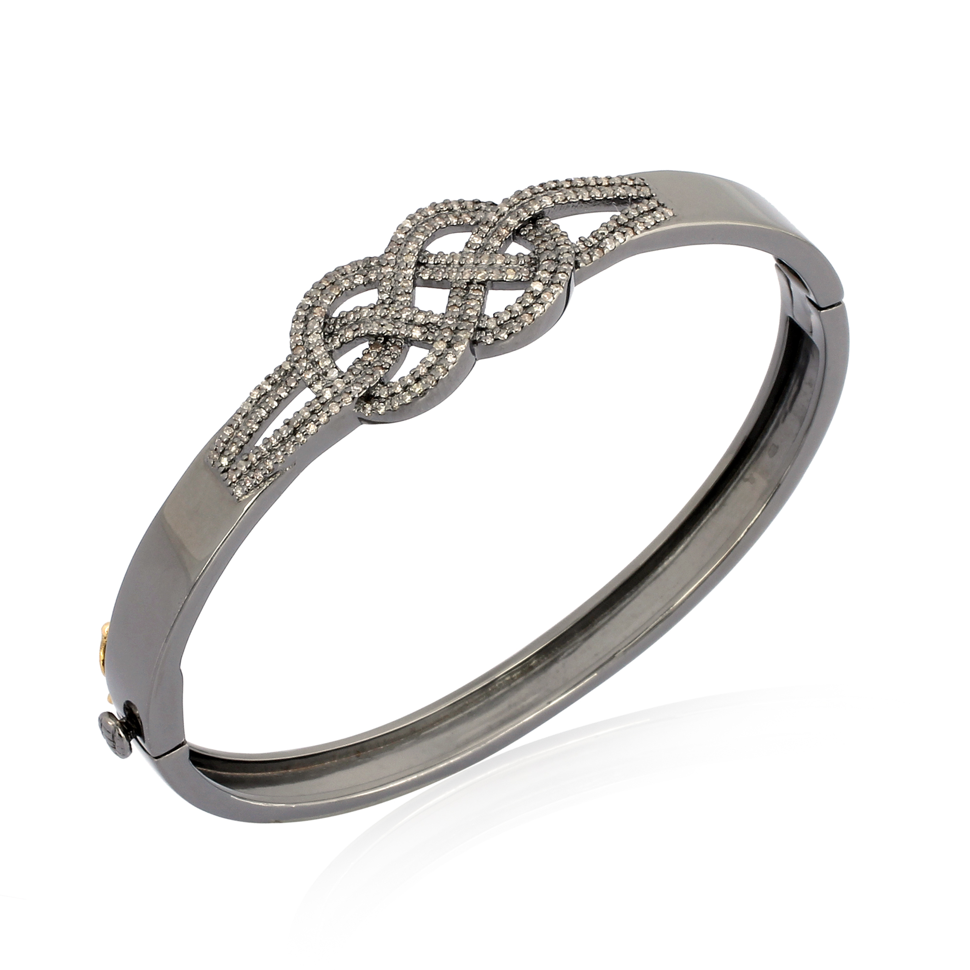 Sterling Silver Diamond Openable Knot Bangle