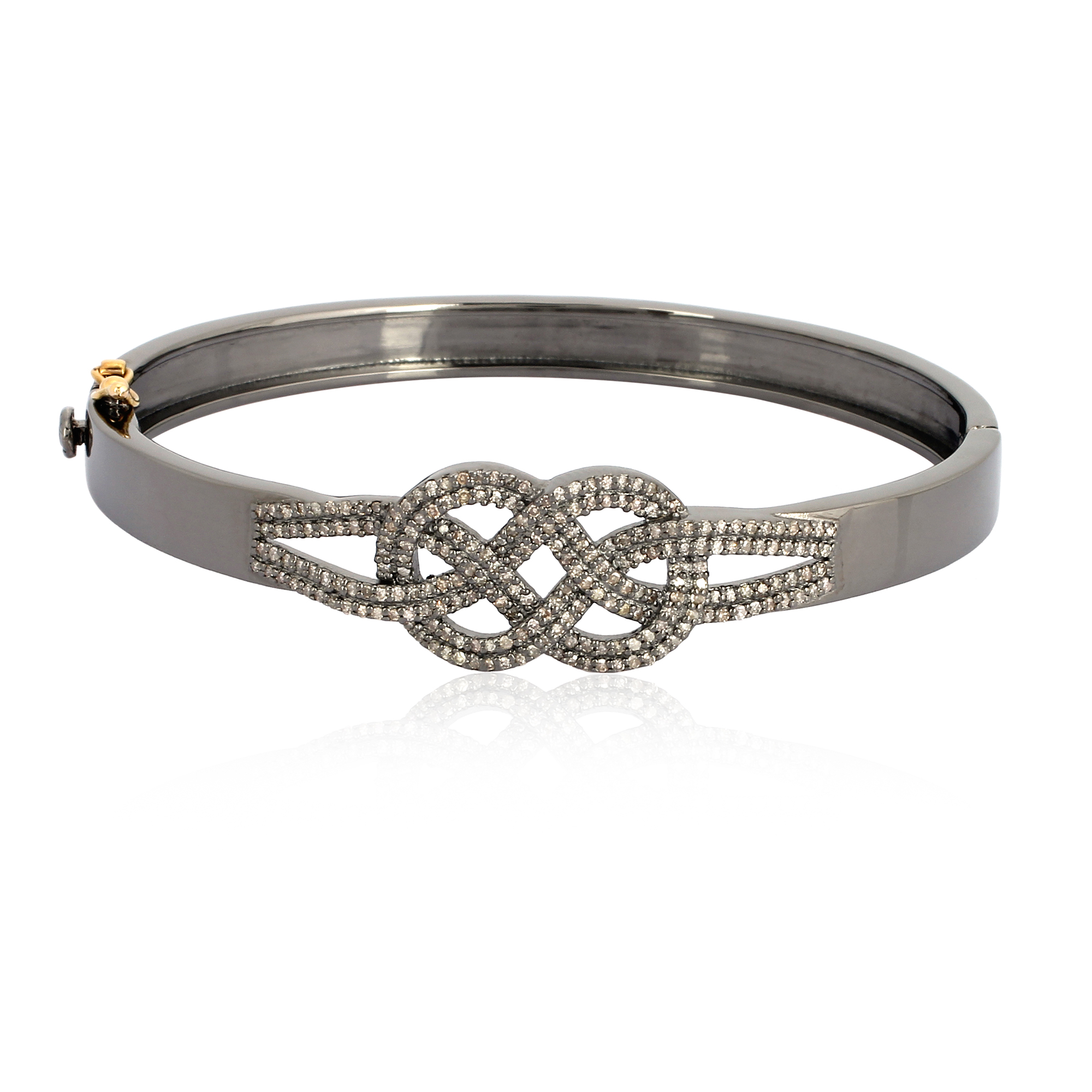Sterling Silver Diamond Openable Knot Bangle