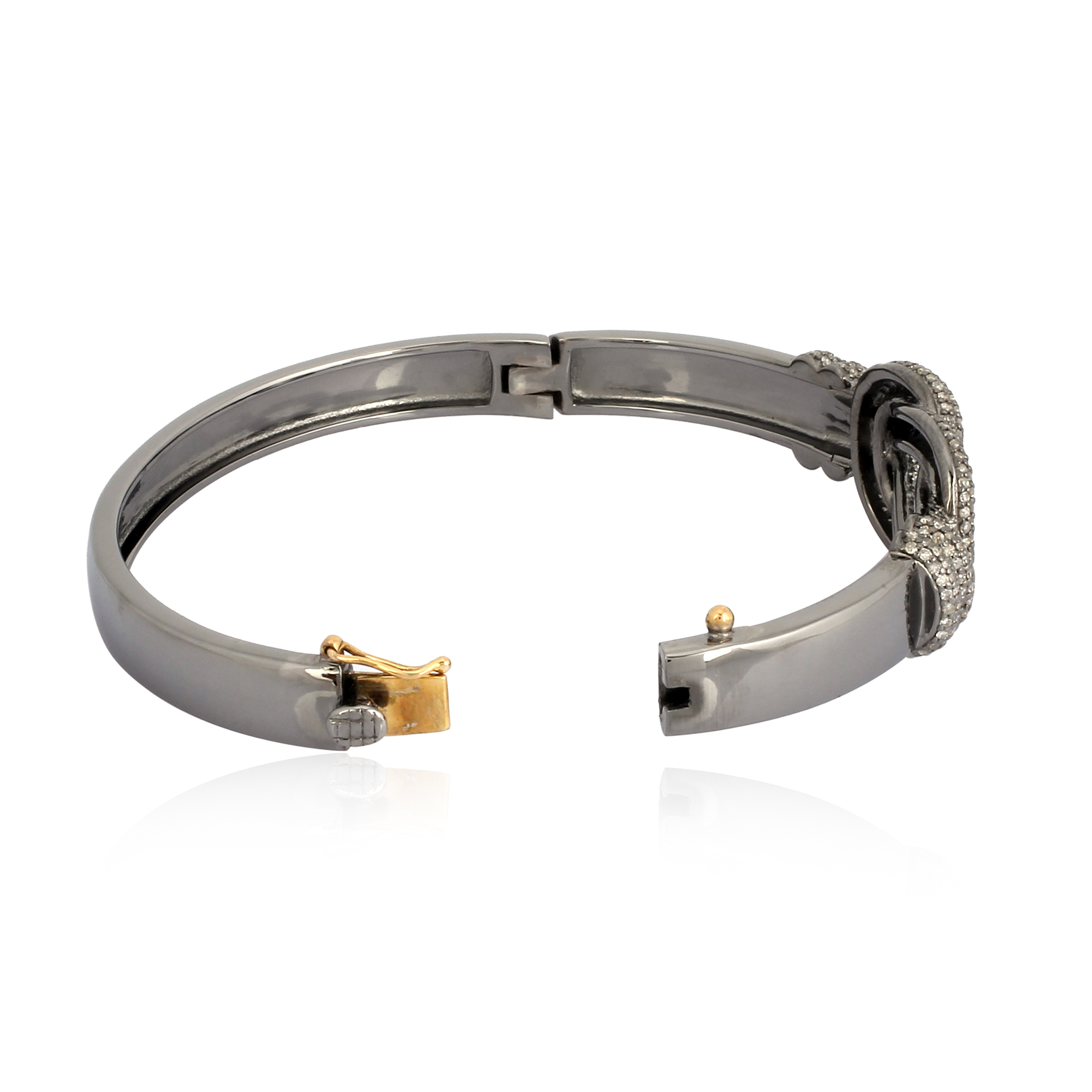 Sterling Silver Diamond Openable Knot Bangle