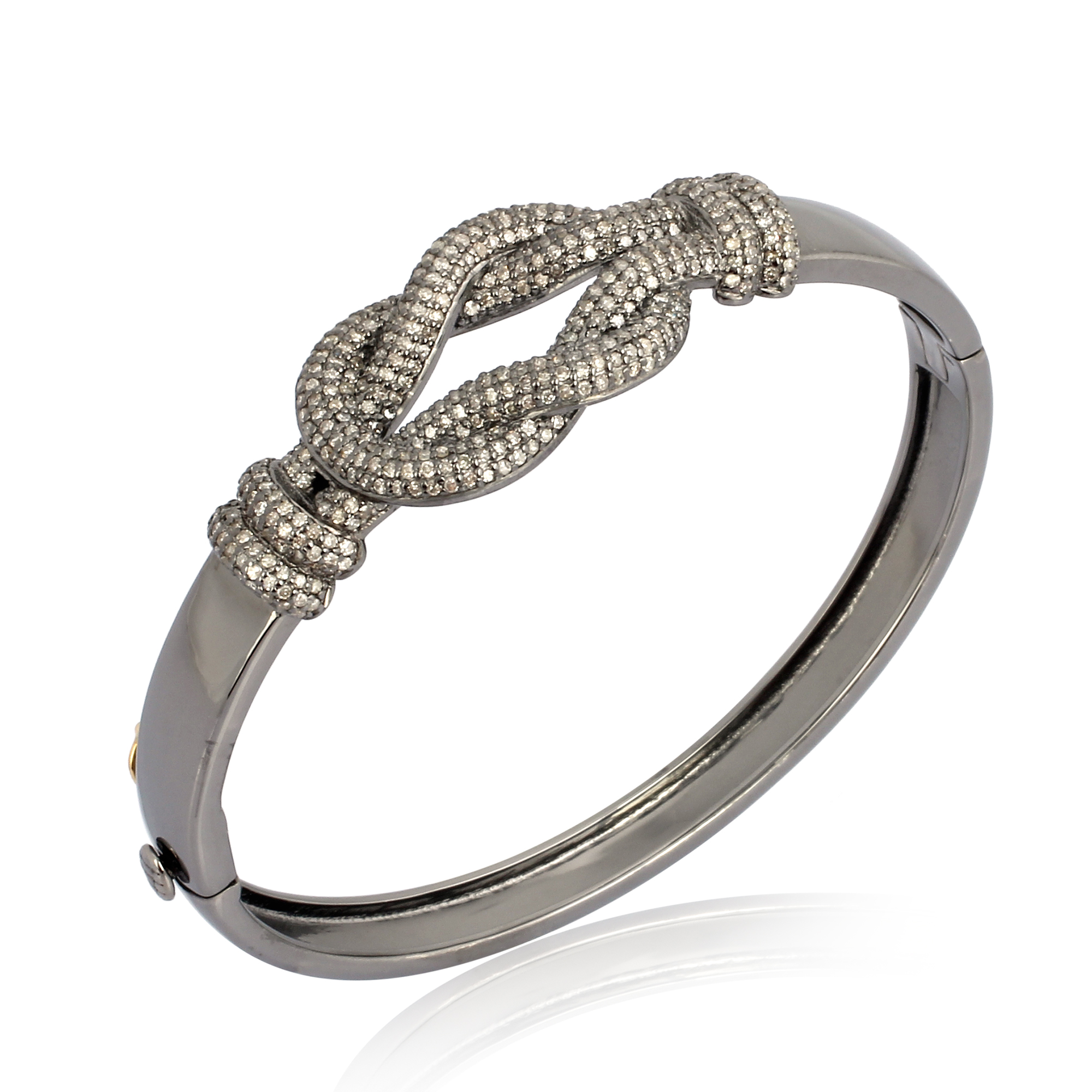 Sterling Silver Diamond Openable Knot Bangle