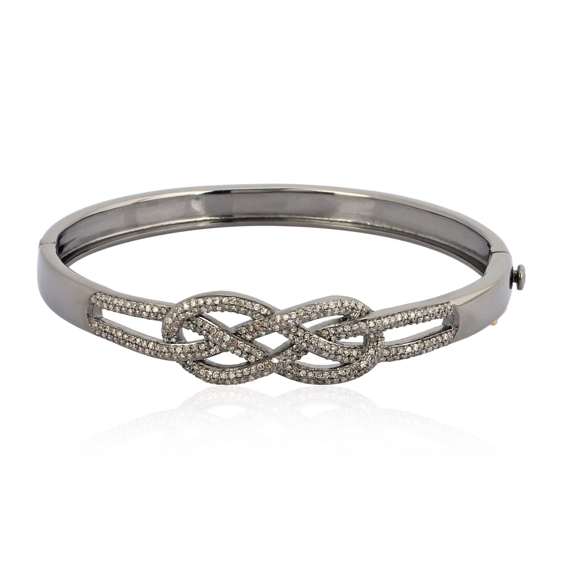 Sterling Silver Diamond Openable Knot Bangle