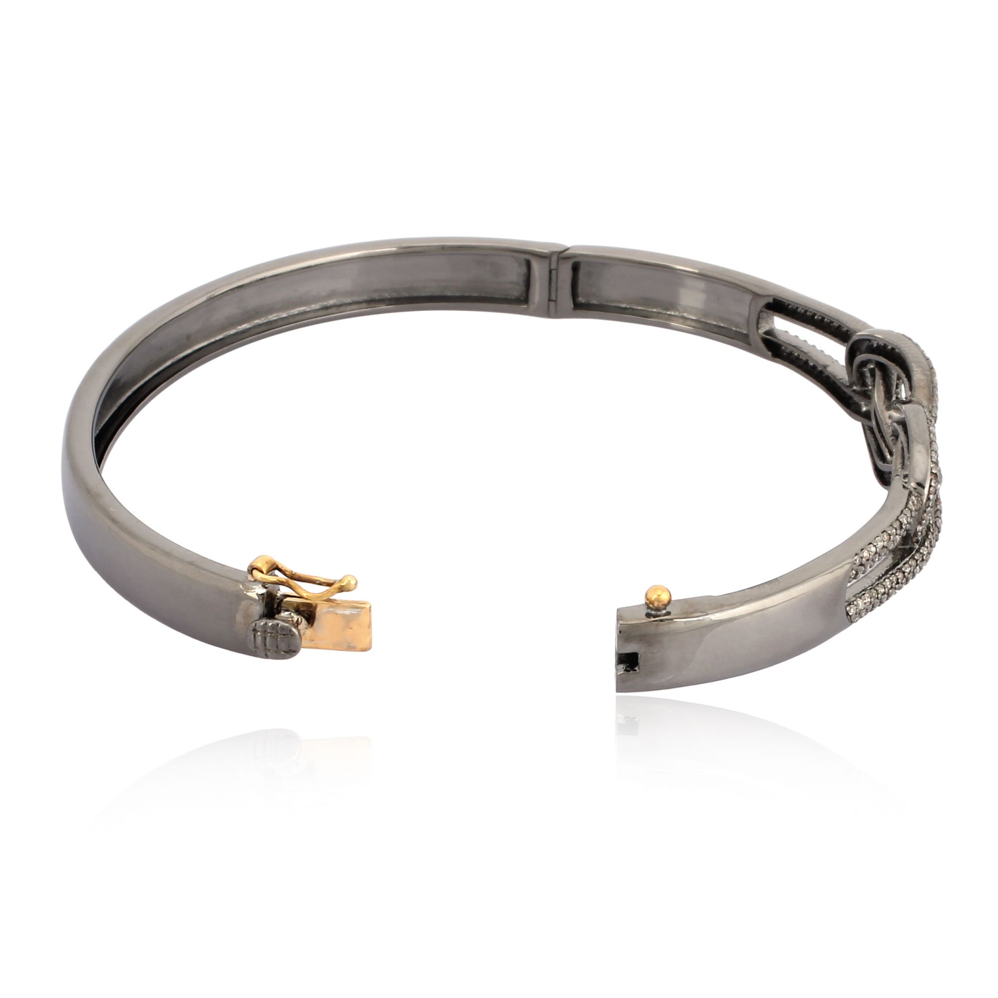 Sterling Silver Diamond Openable Knot Bangle