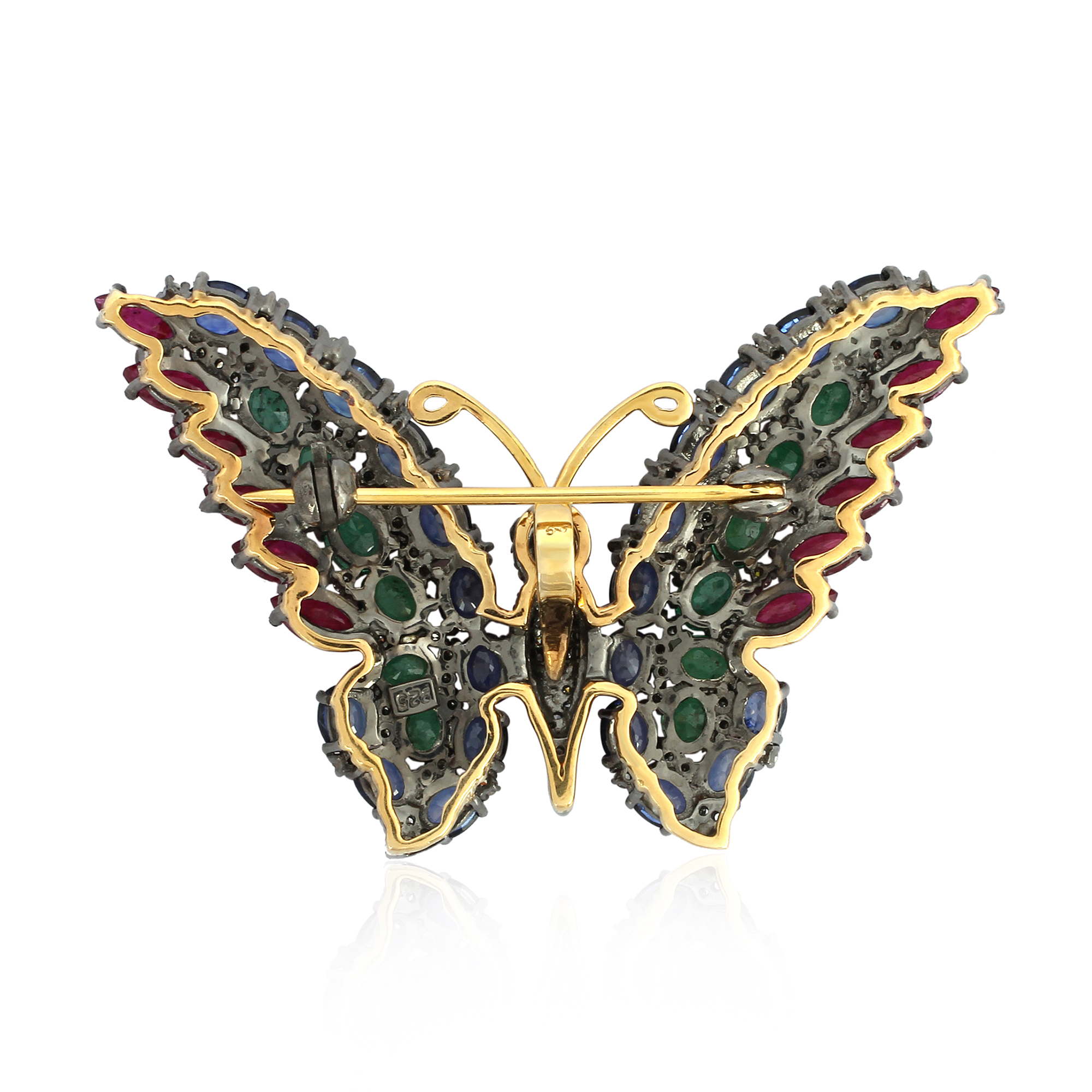 Sterling Silver Colorstone Butterfly BroochPendent