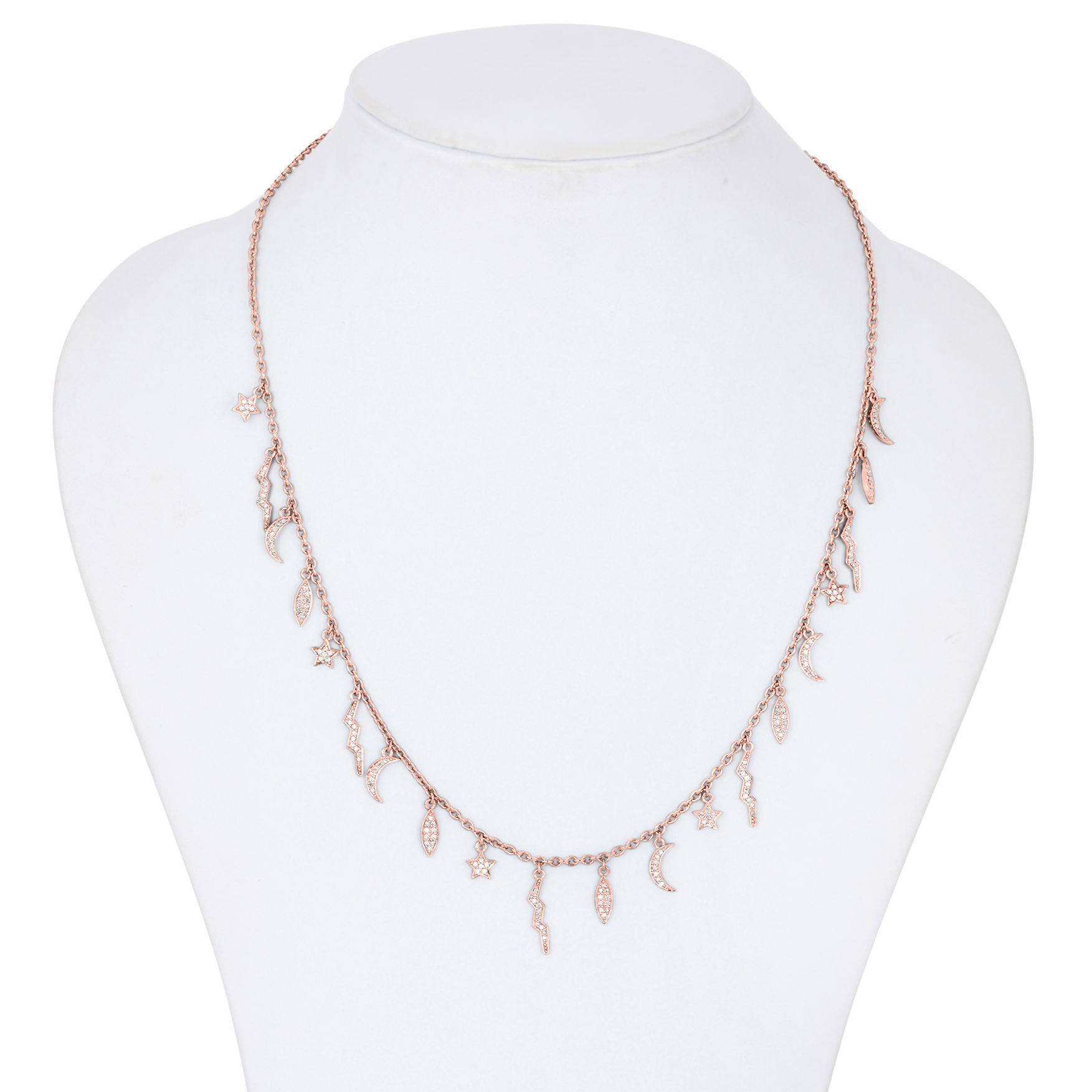 Sterling Silver Sun and Star Charm Necklace