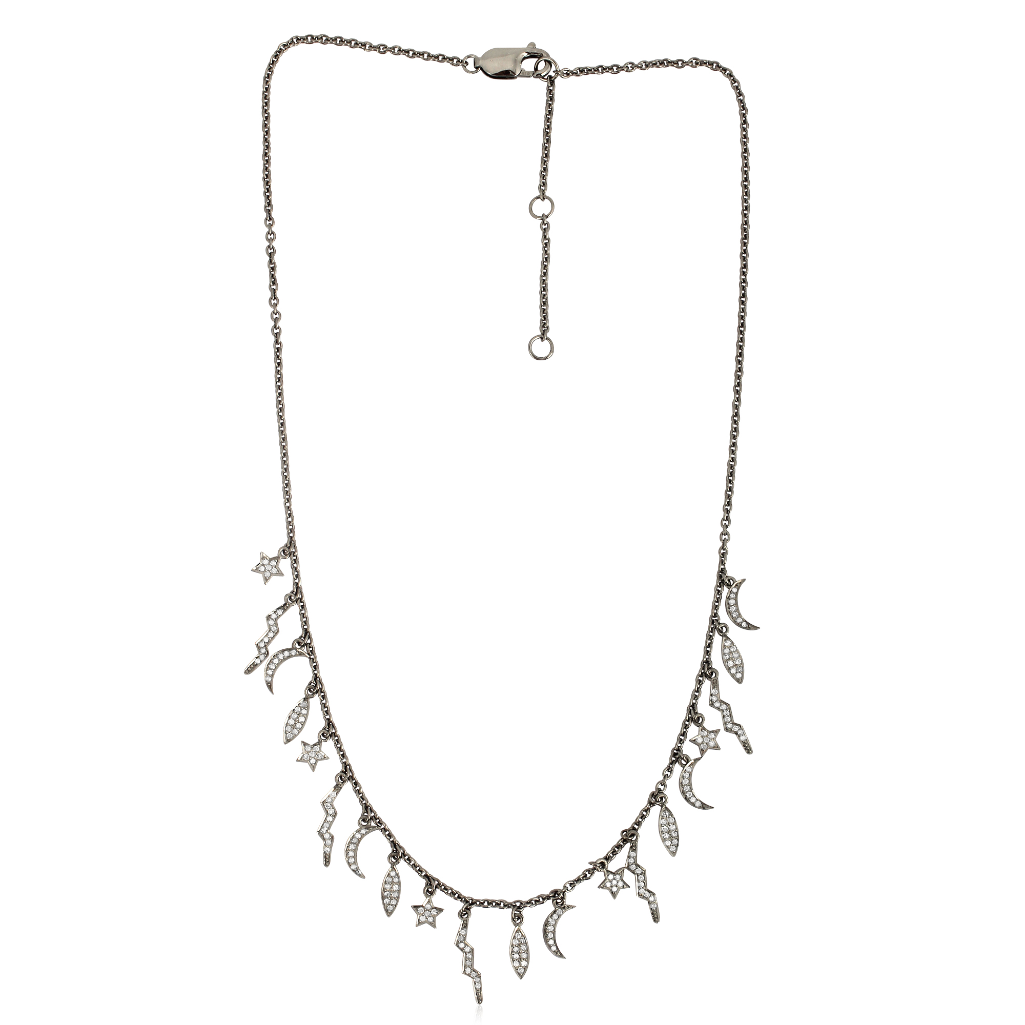 Sterling Silver Sun and Star Charm Necklace