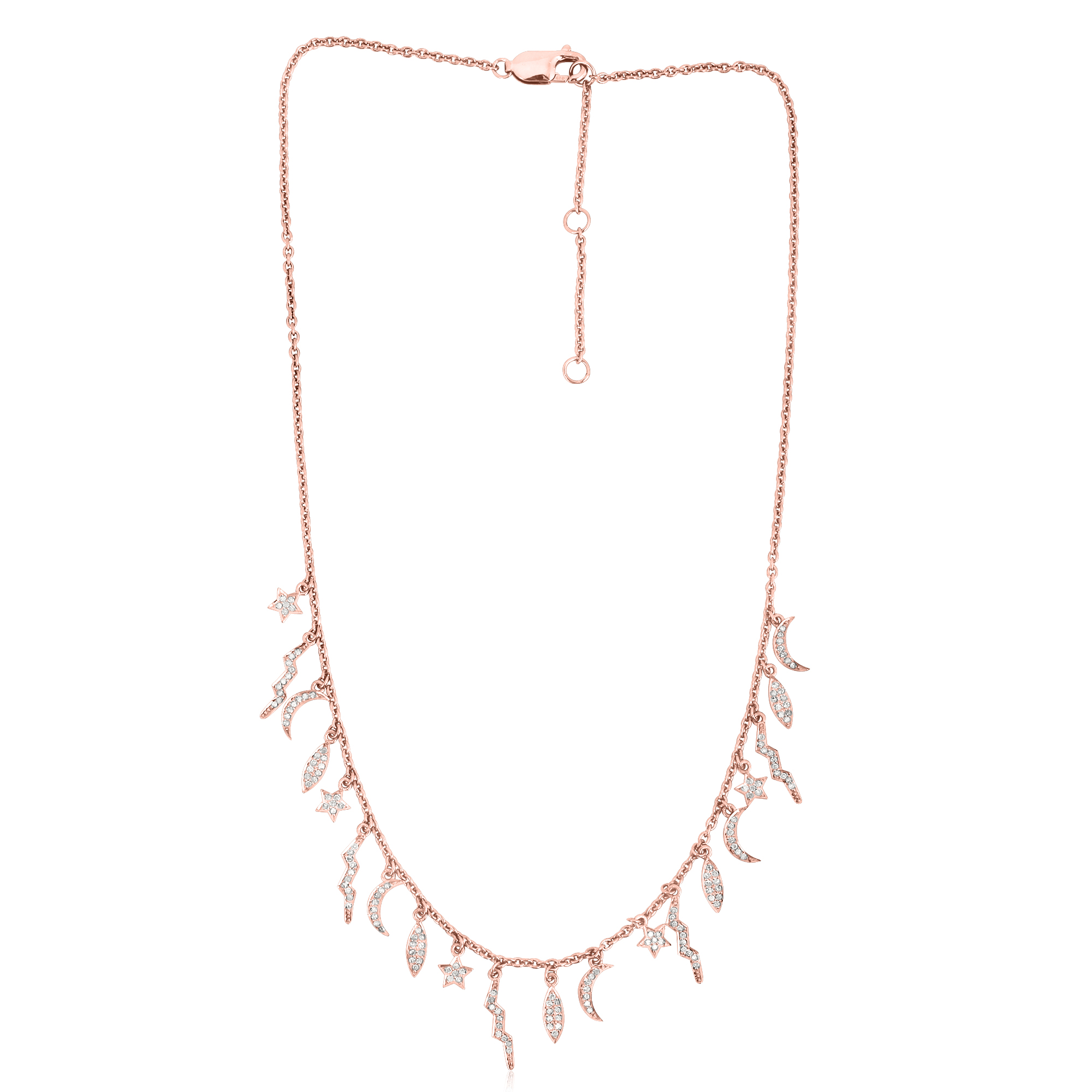 Sterling Silver Sun and Star Charm Necklace