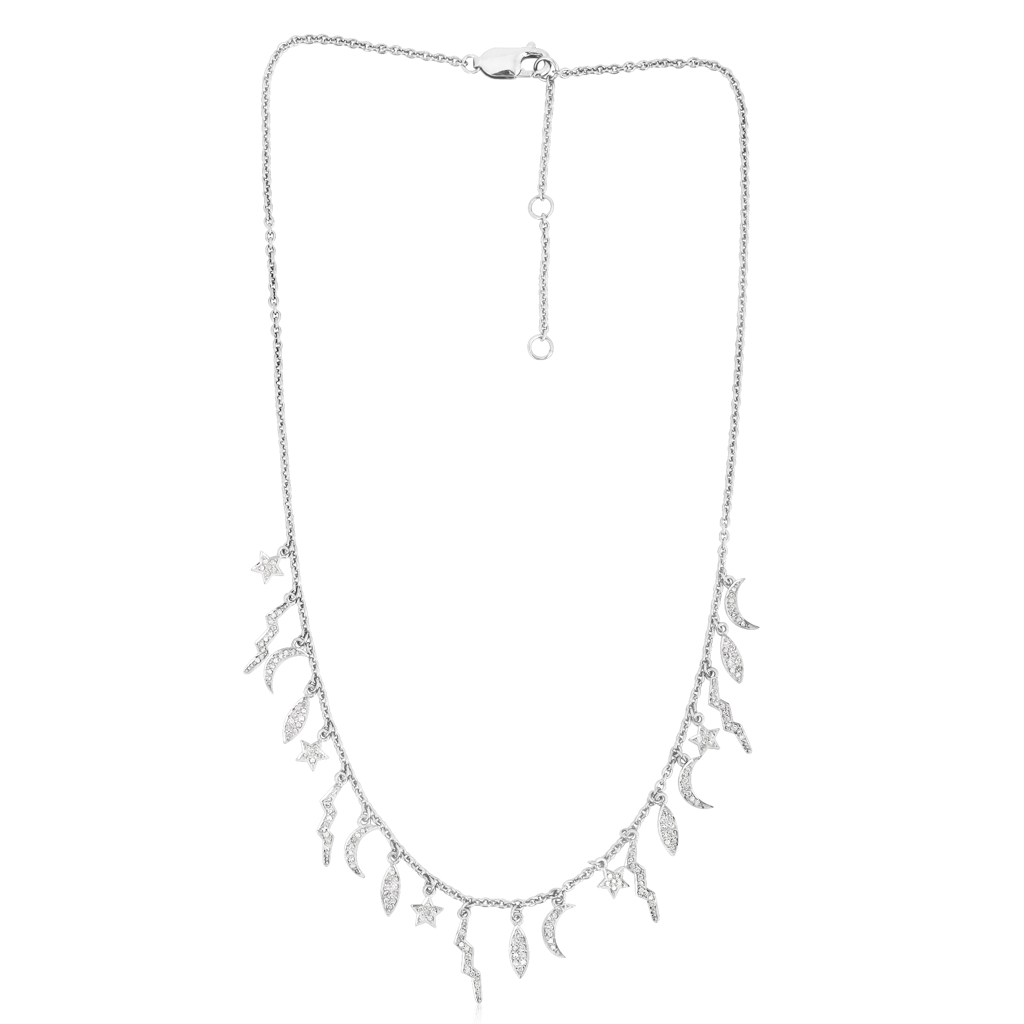 Sterling Silver Sun and Star Charm Necklace