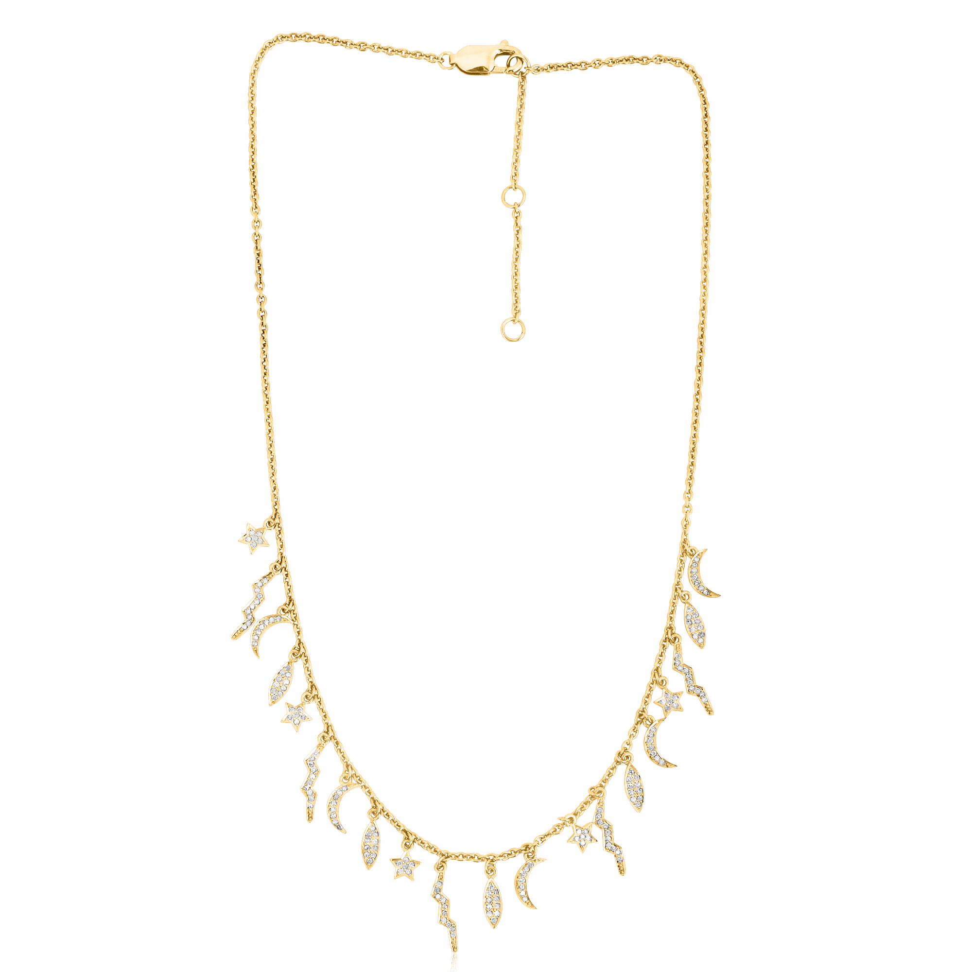 Sterling Silver Sun and Star Charm Necklace