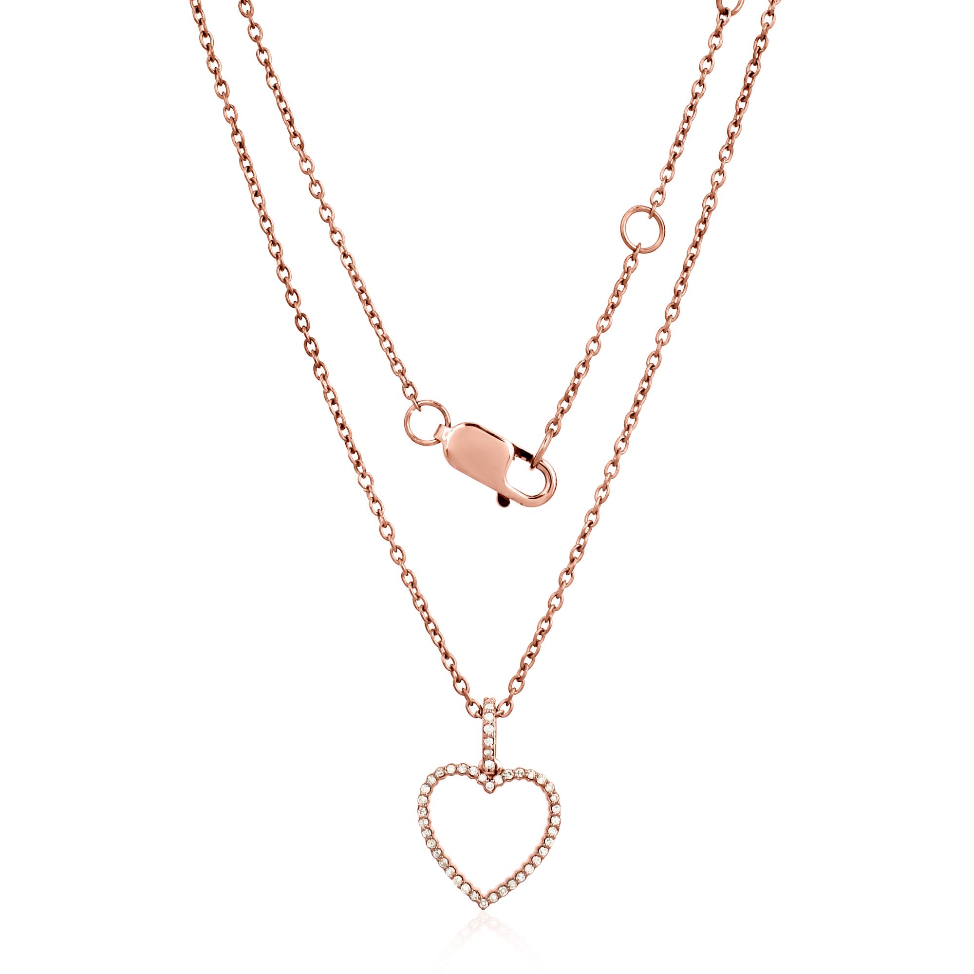 Rose Gold Heart Pendant With Diamonds